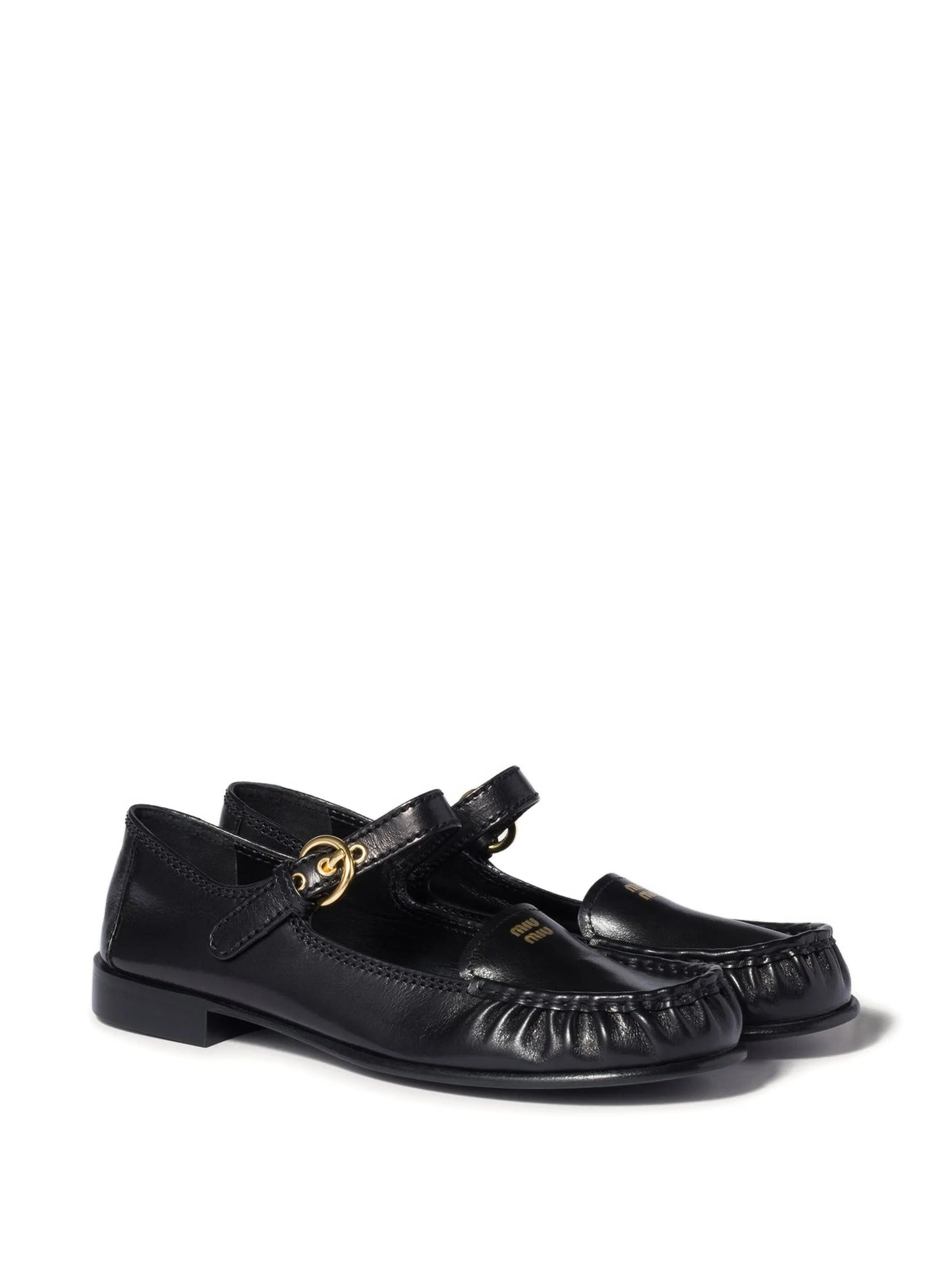 buckle-strap leather flat pumps