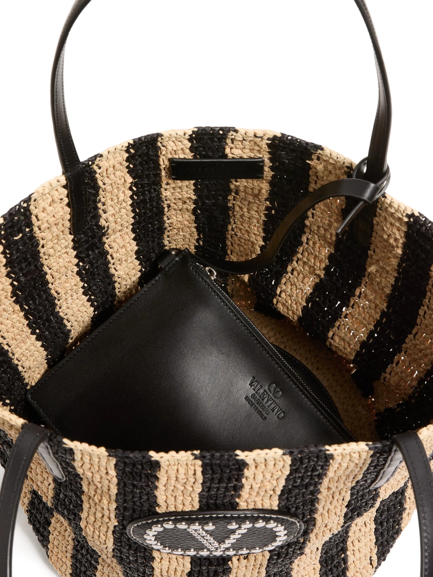 striped raffia shopping bag