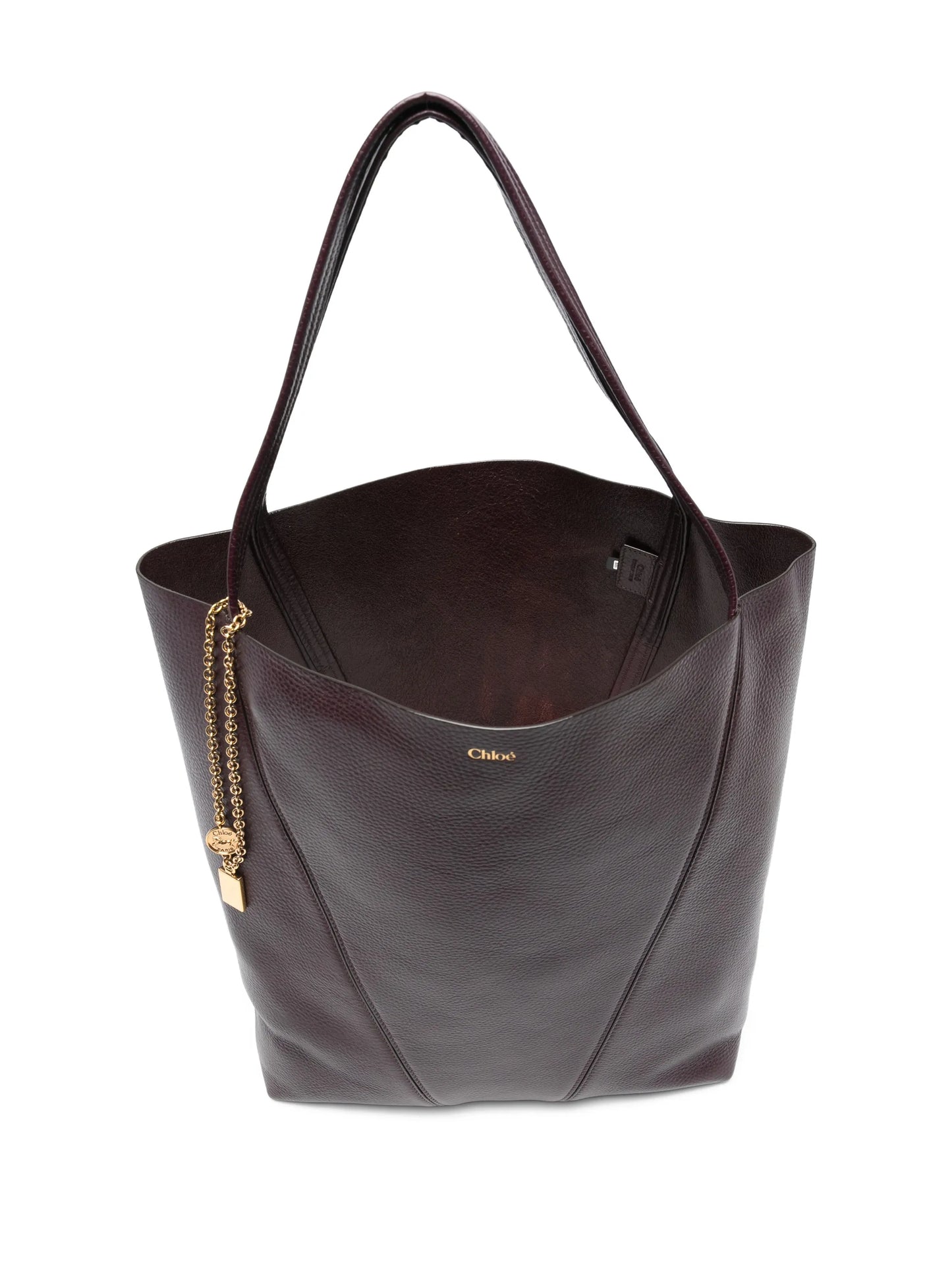 large Spin grained-leather tote bag