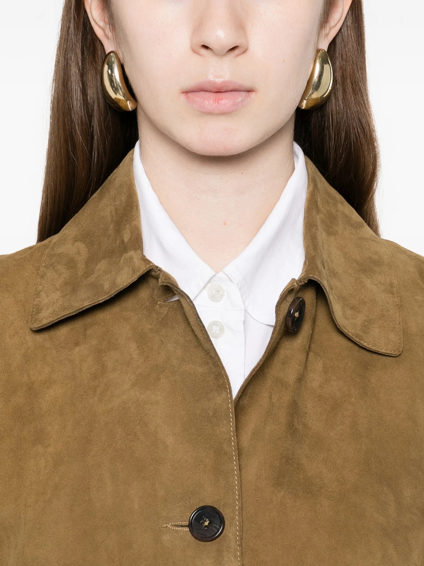 button suede jacket
