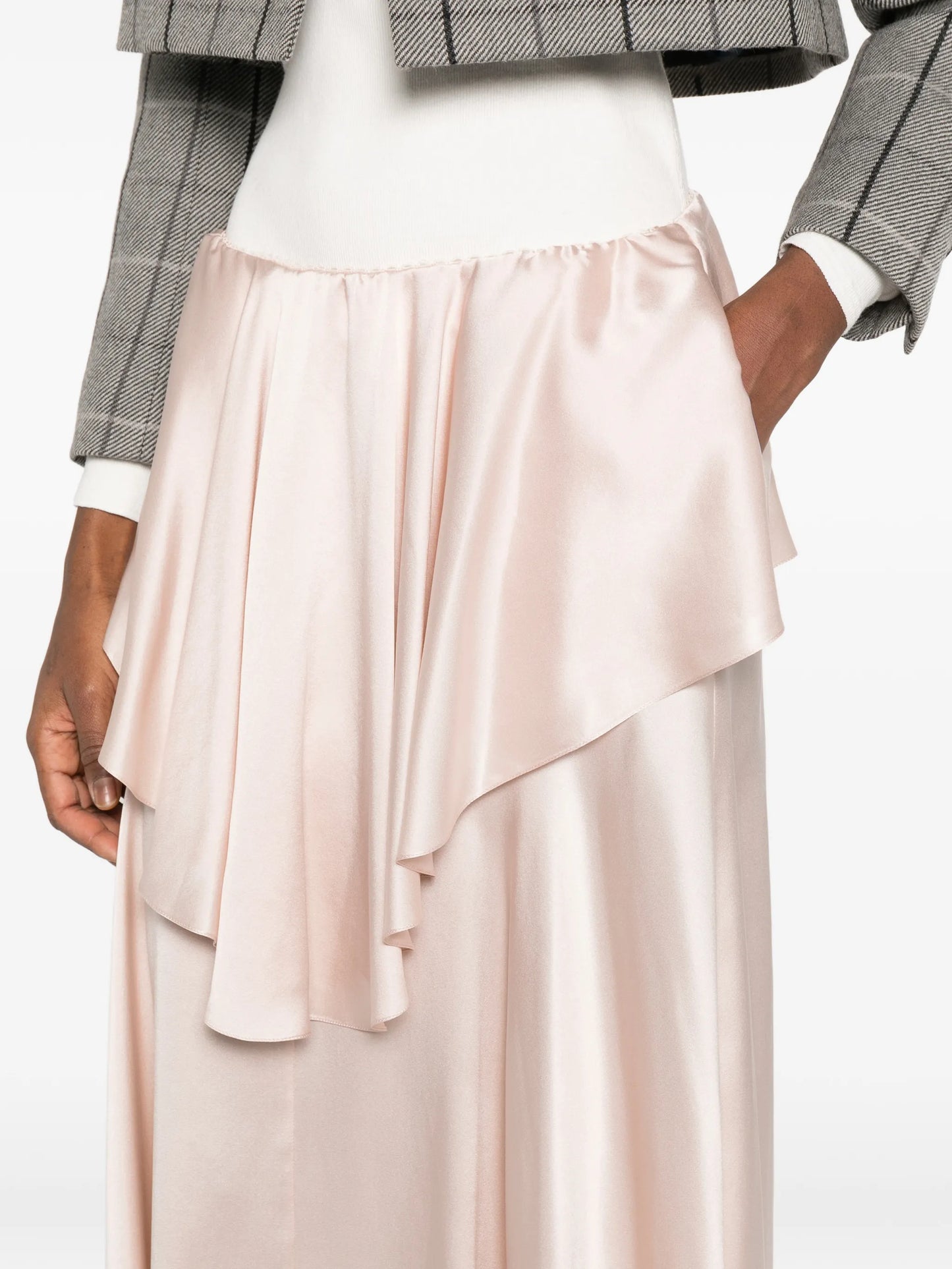 ruffled satin maxi skirt