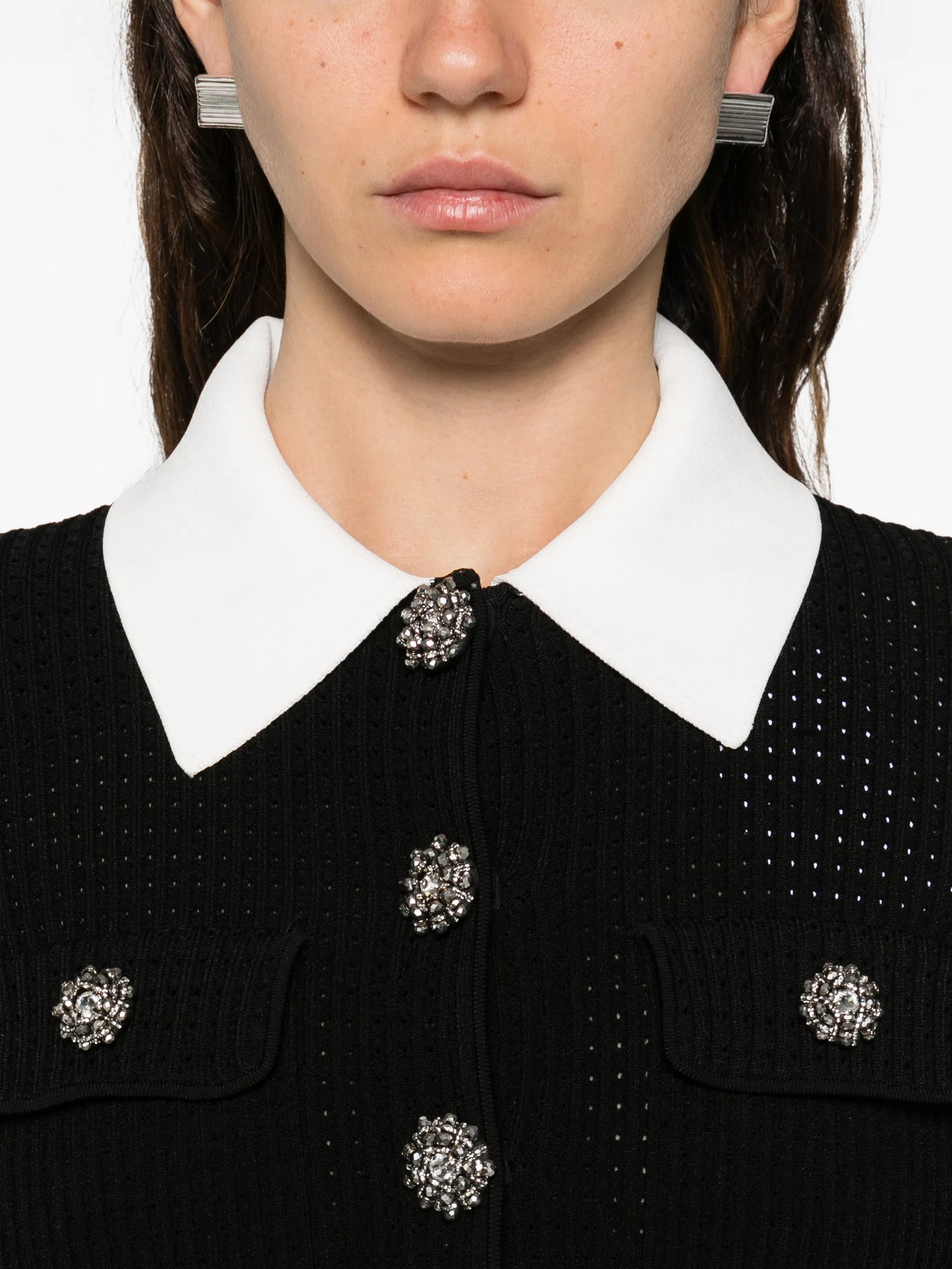 embellished collared mini dress