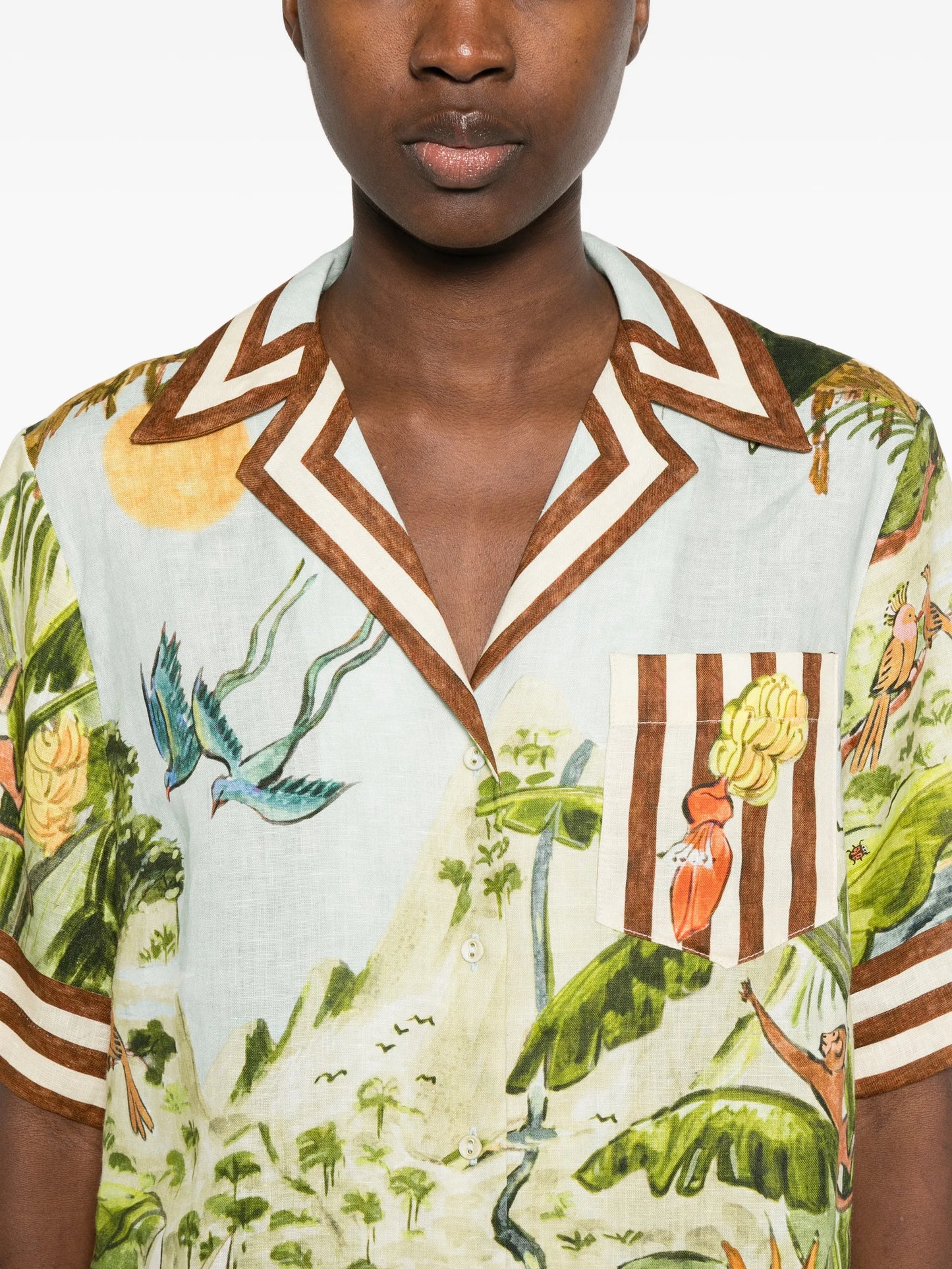 Toucan Tango striped-trim printed shirt