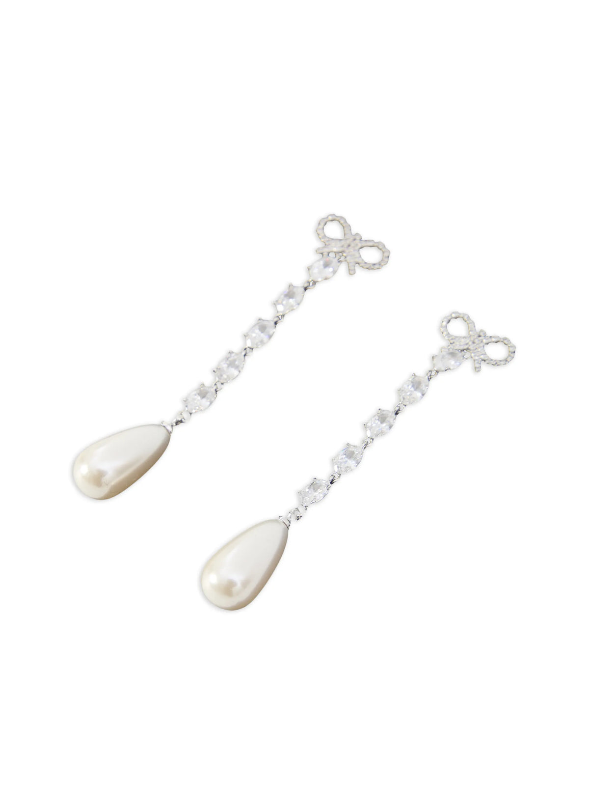 bow-detail faux-pearl drop earrings