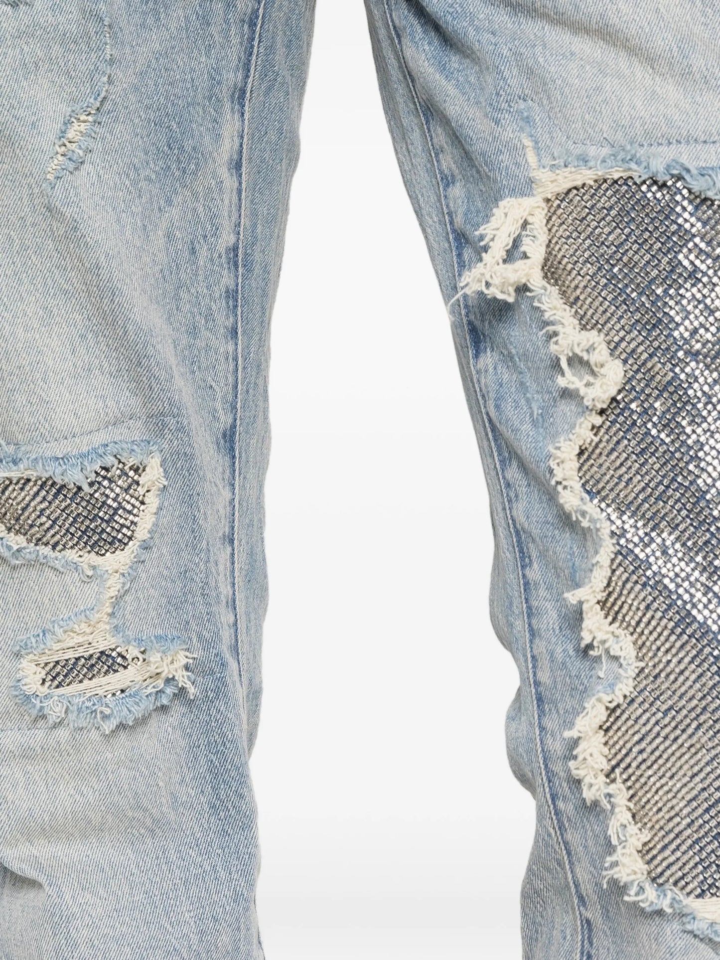 sequin-embellished denim jeans