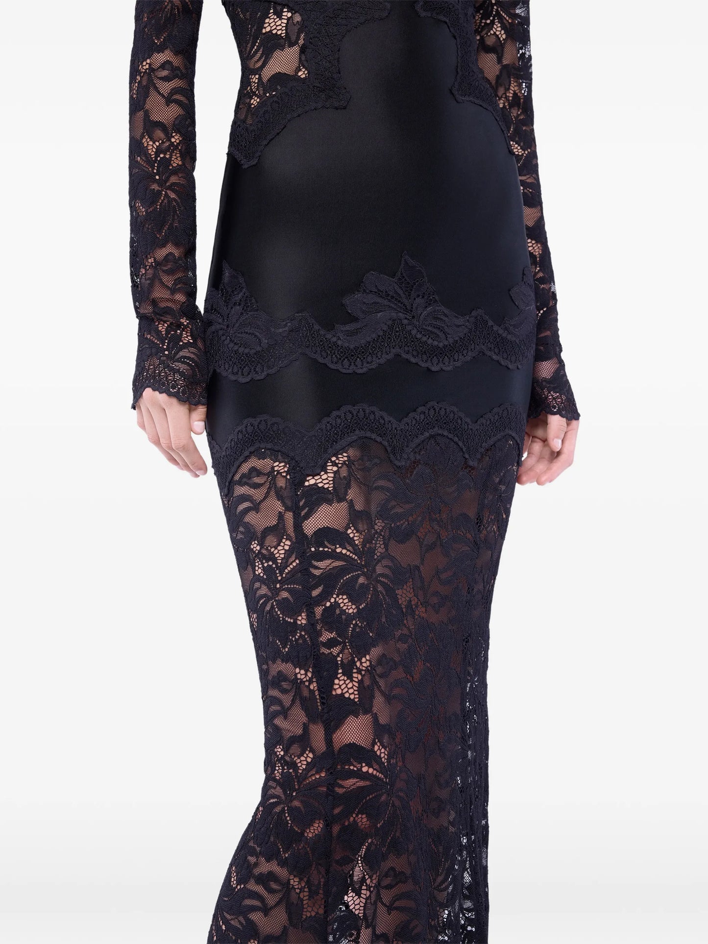 long-sleeve lace maxi dress