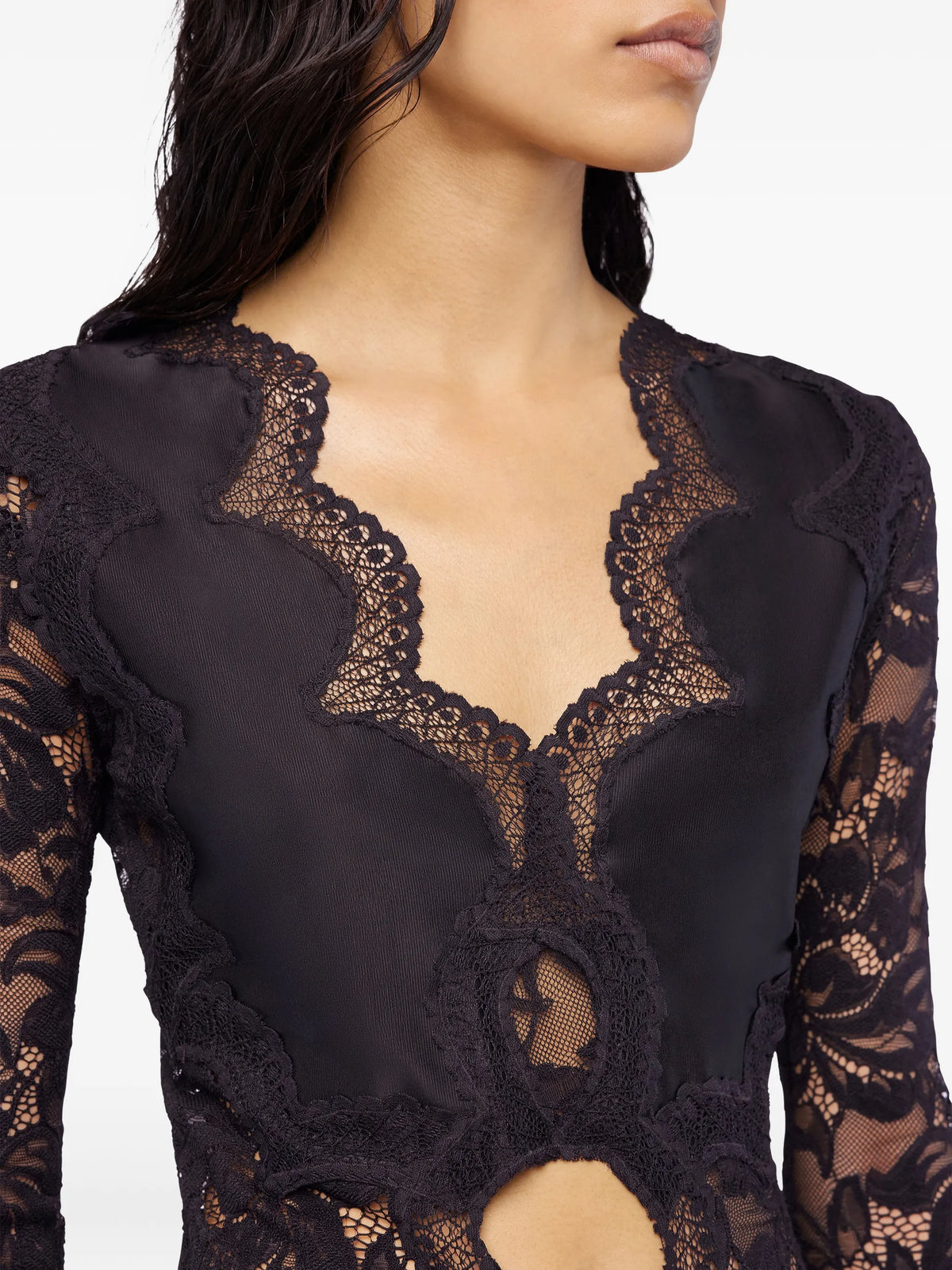 lace long-sleeve blouse