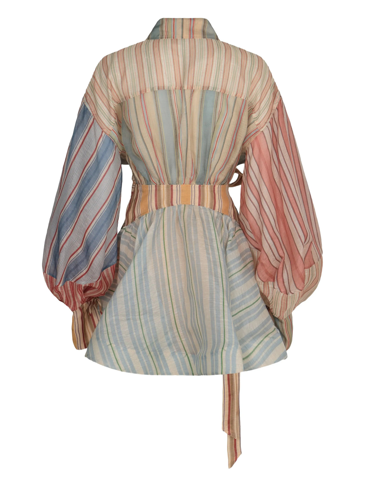 Rebellion striped puff-sleeve mini dress