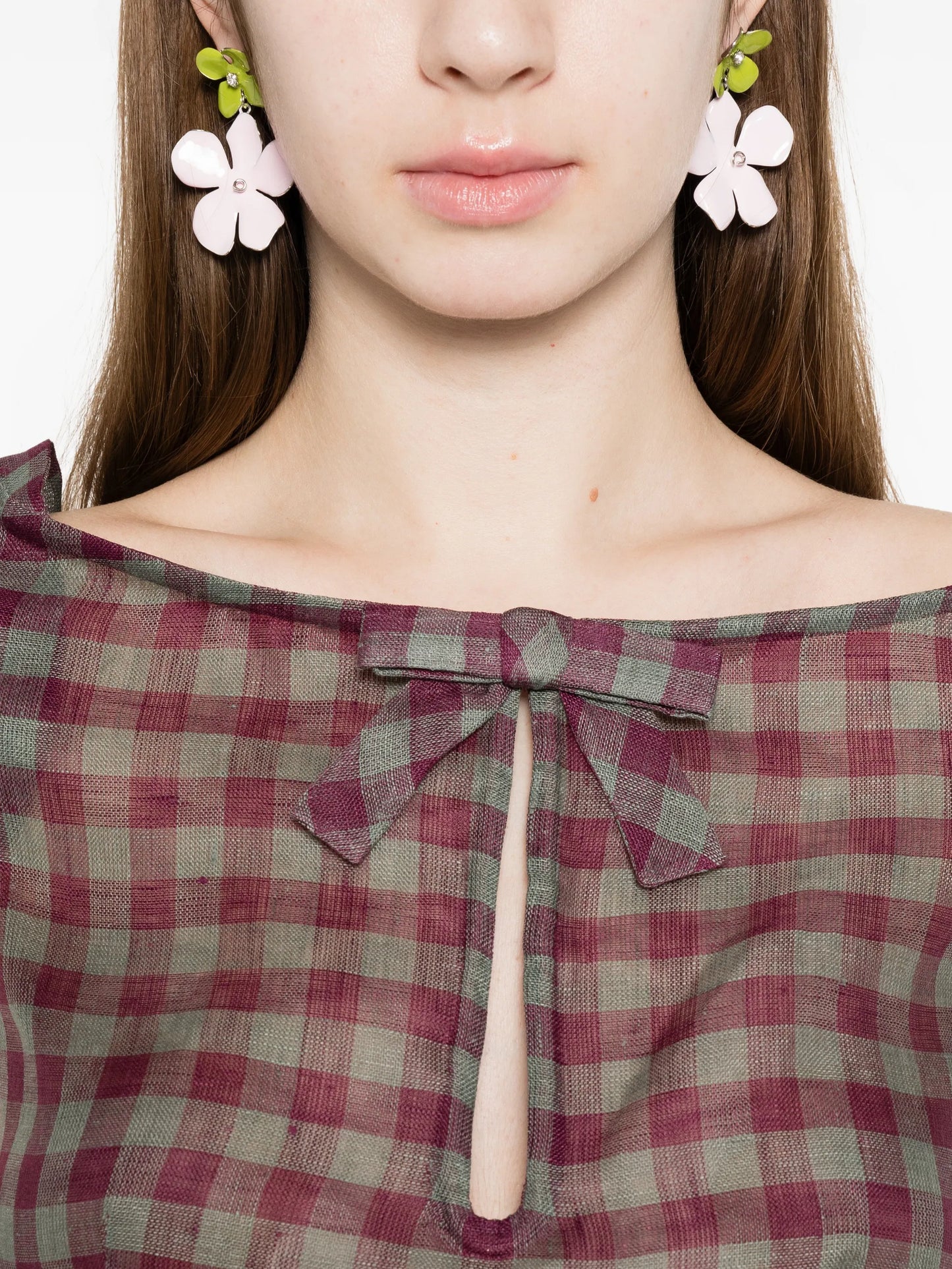 keyhole check blouse