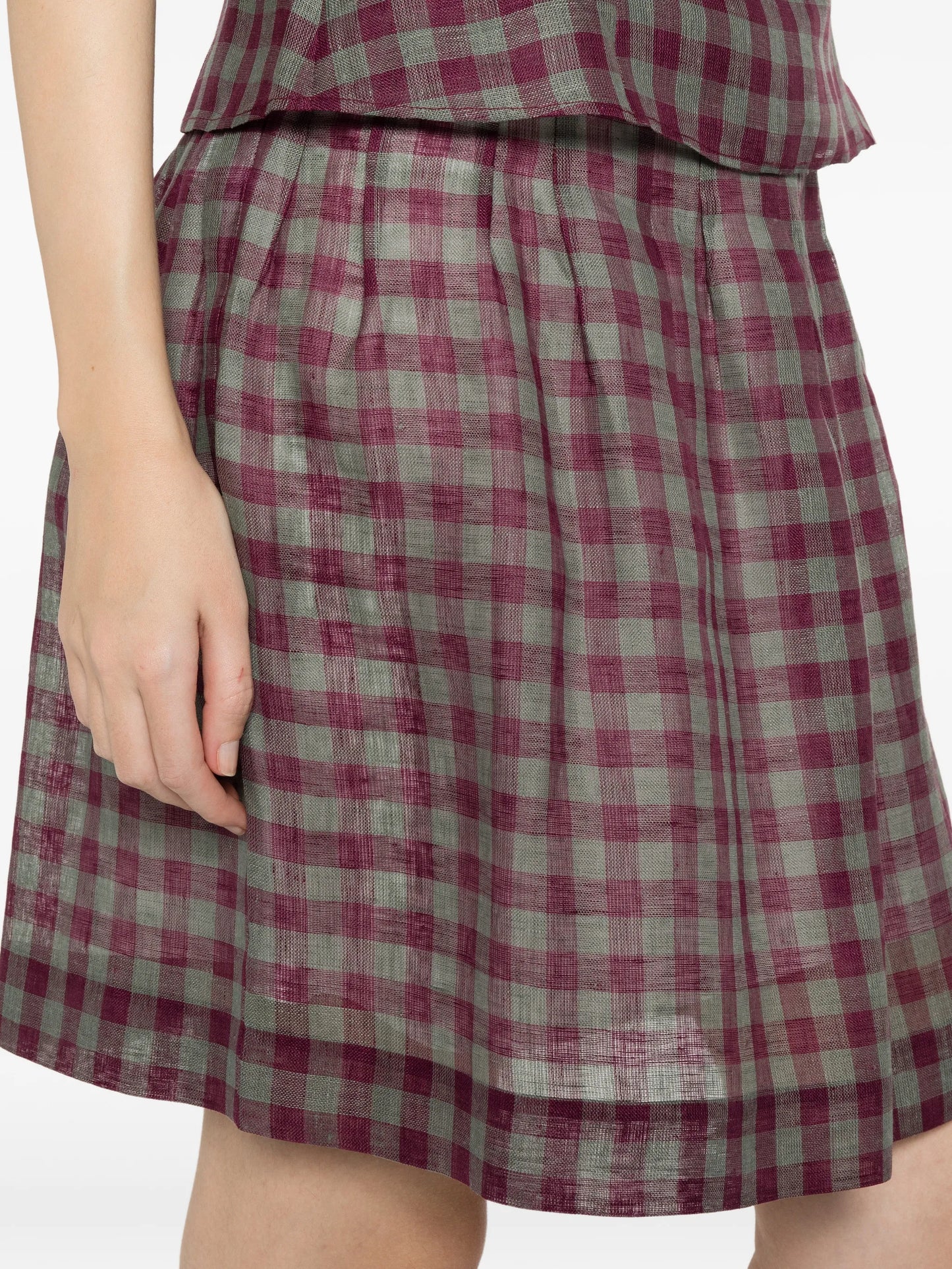 pleated check mini skirt