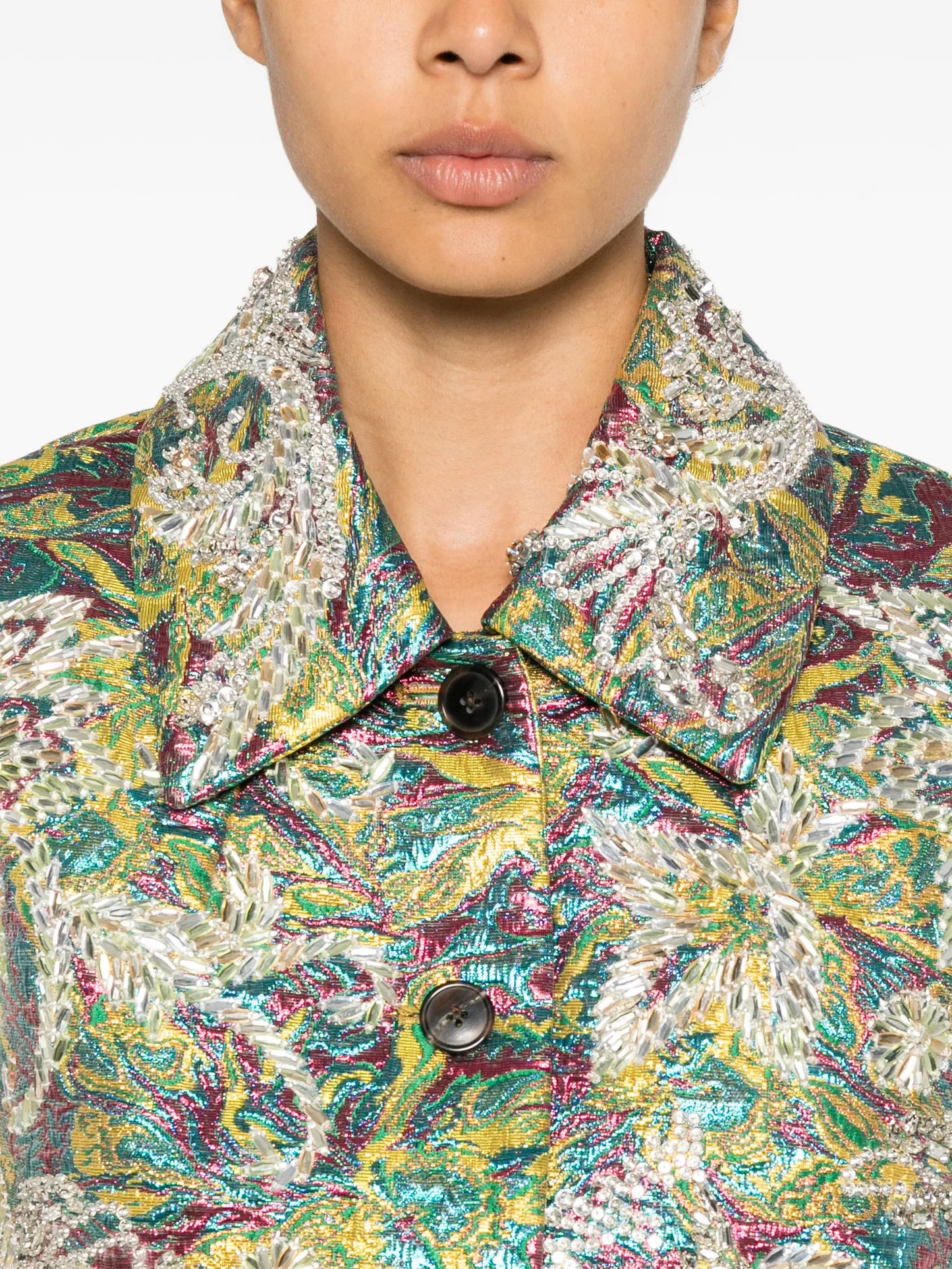sequin-embellished embroidered jacket