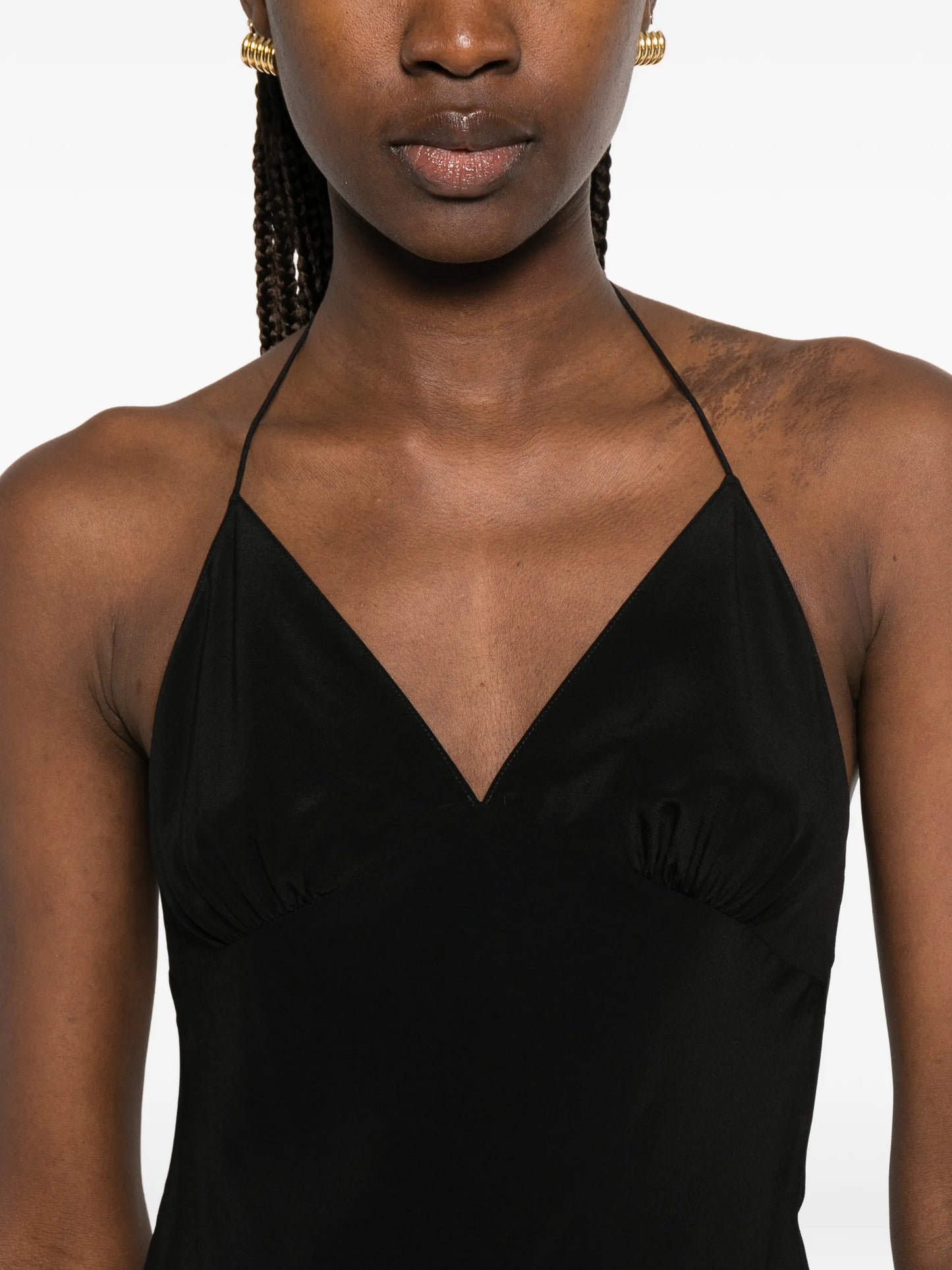 low-back halterneck maxi dress