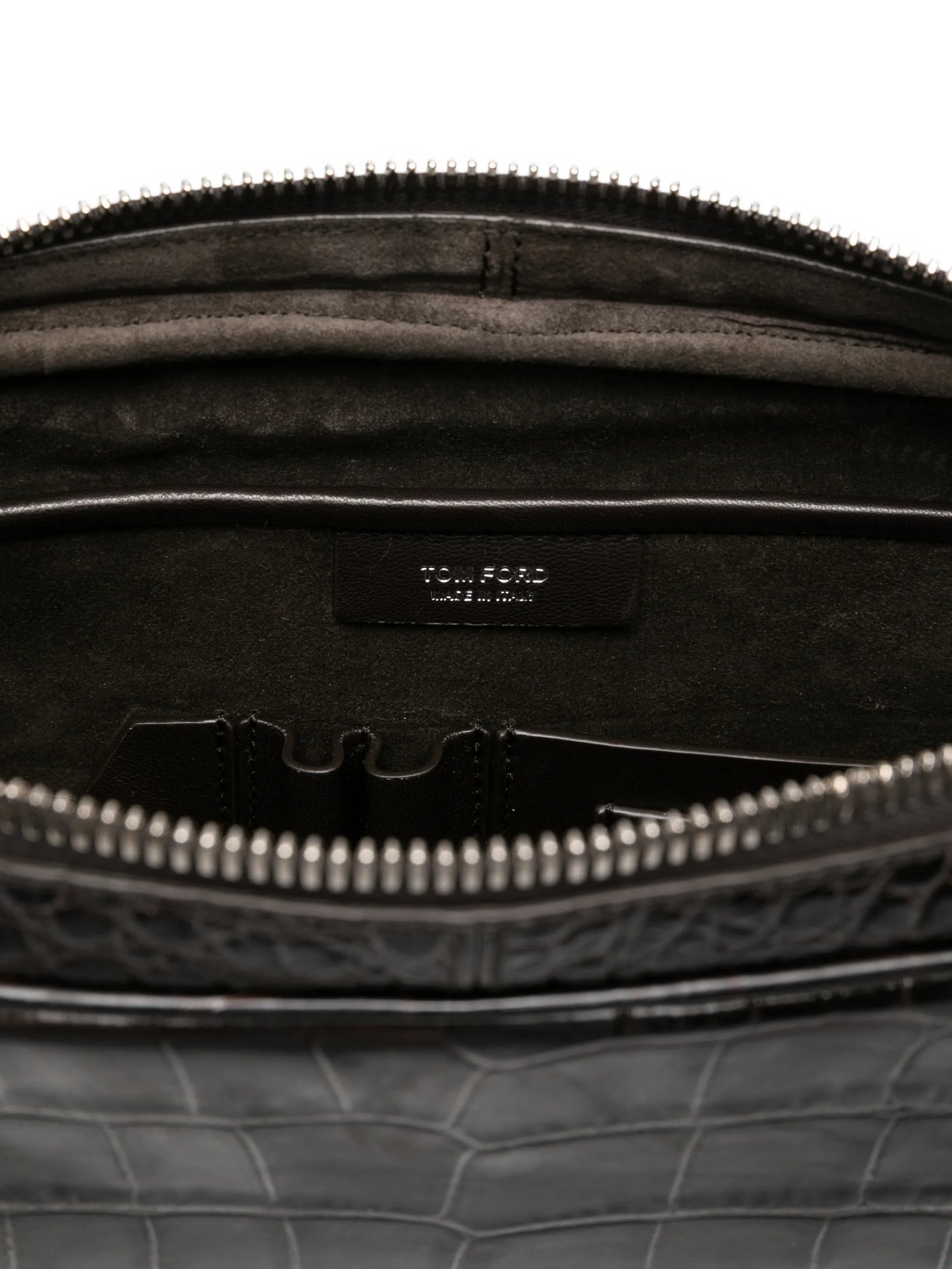 croc-effect logo-detail laptop bag