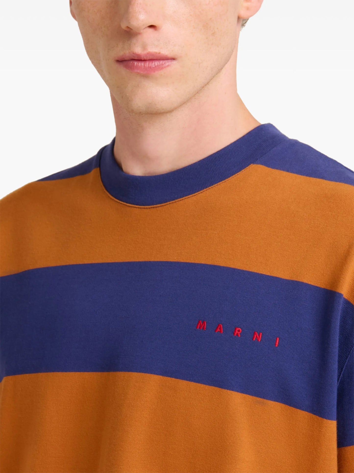 striped-pattern short-sleeve T-shirt