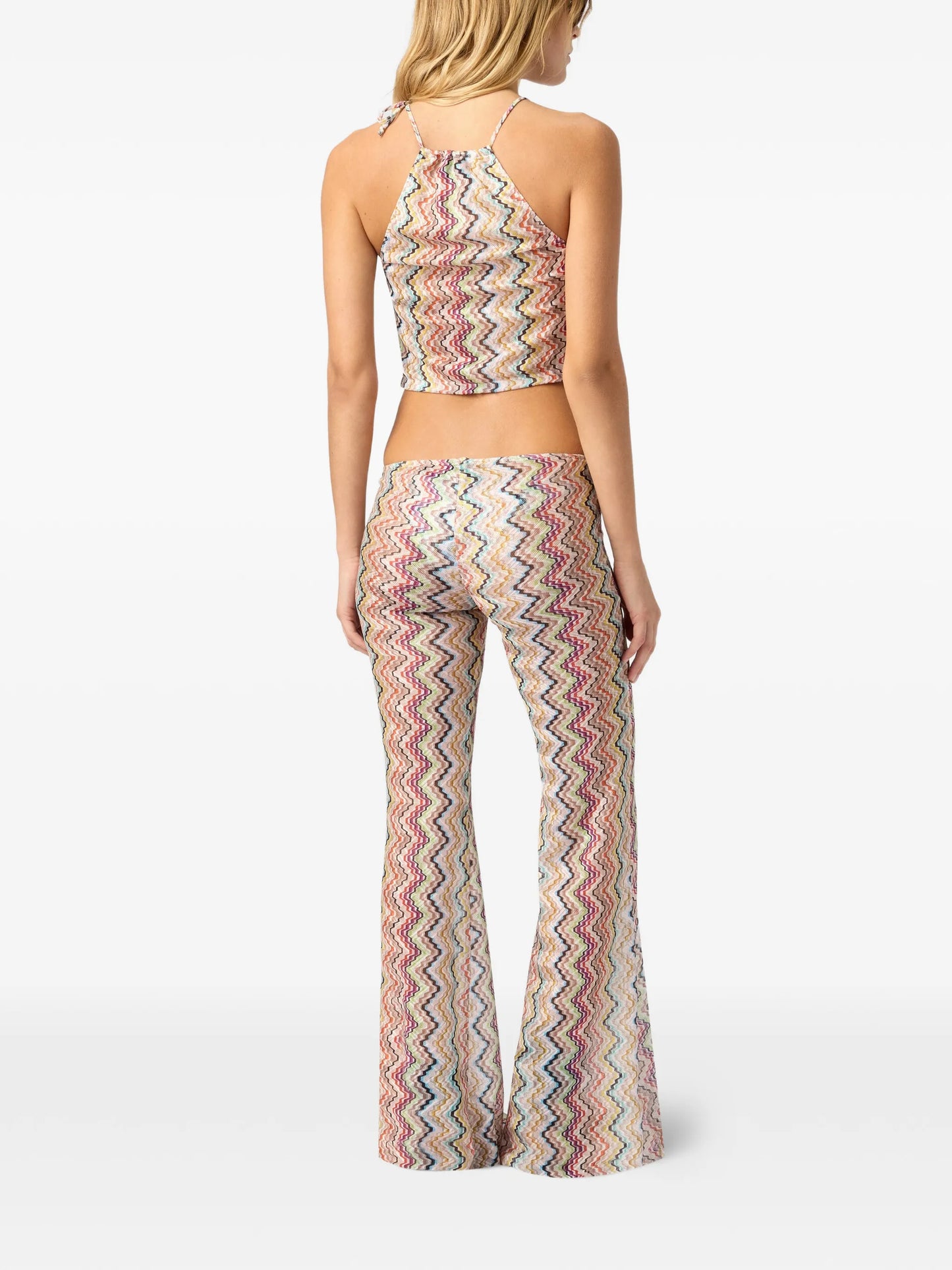 chevron-pattern halter neck top