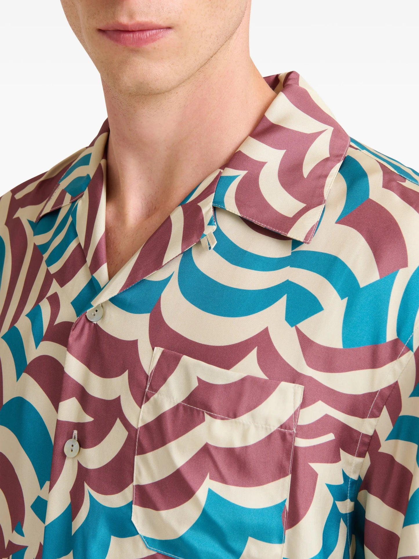 contrast-print bowling shirt