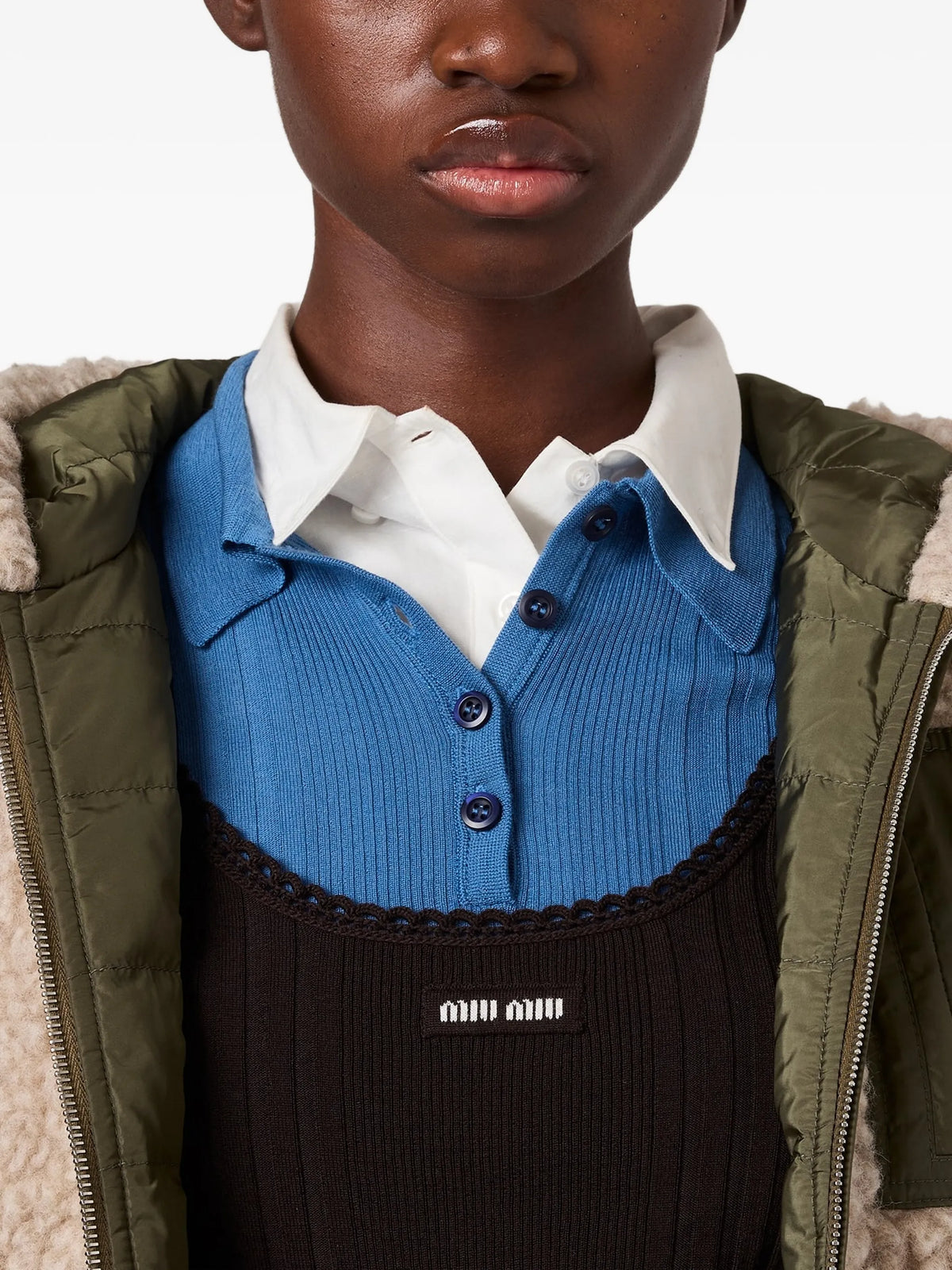 medium-weight teddy down jacket with technical pongé