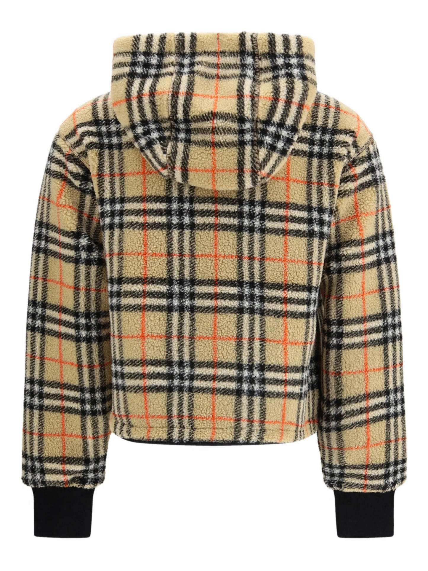 hooded check-pattern jacket