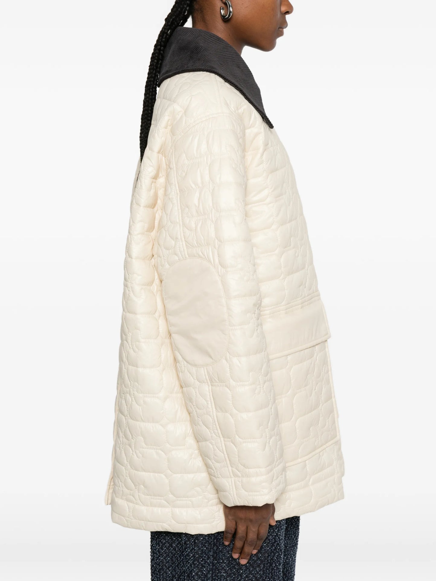 corduroy-collar quilted jacket