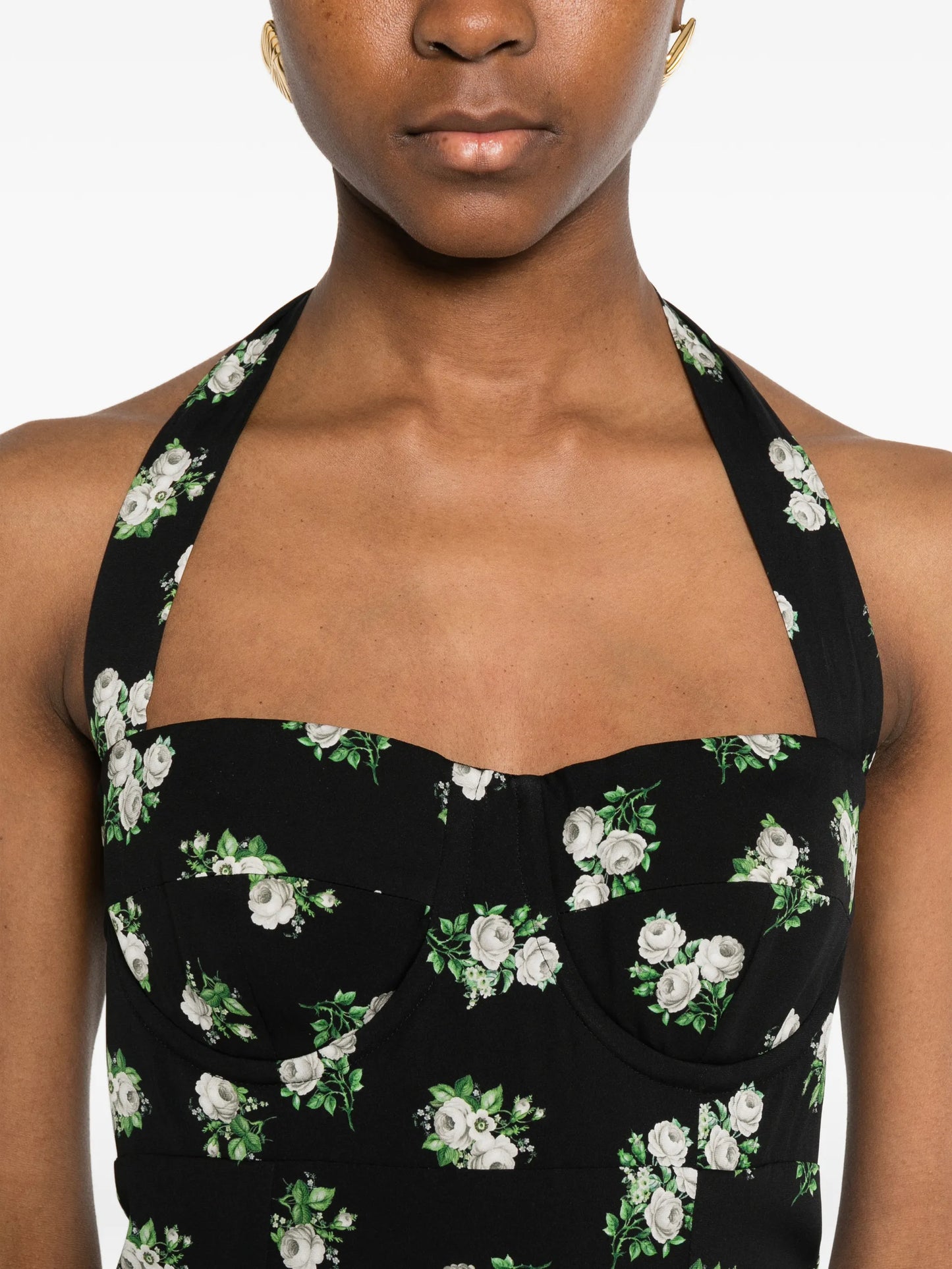 halterneck floral mini dress