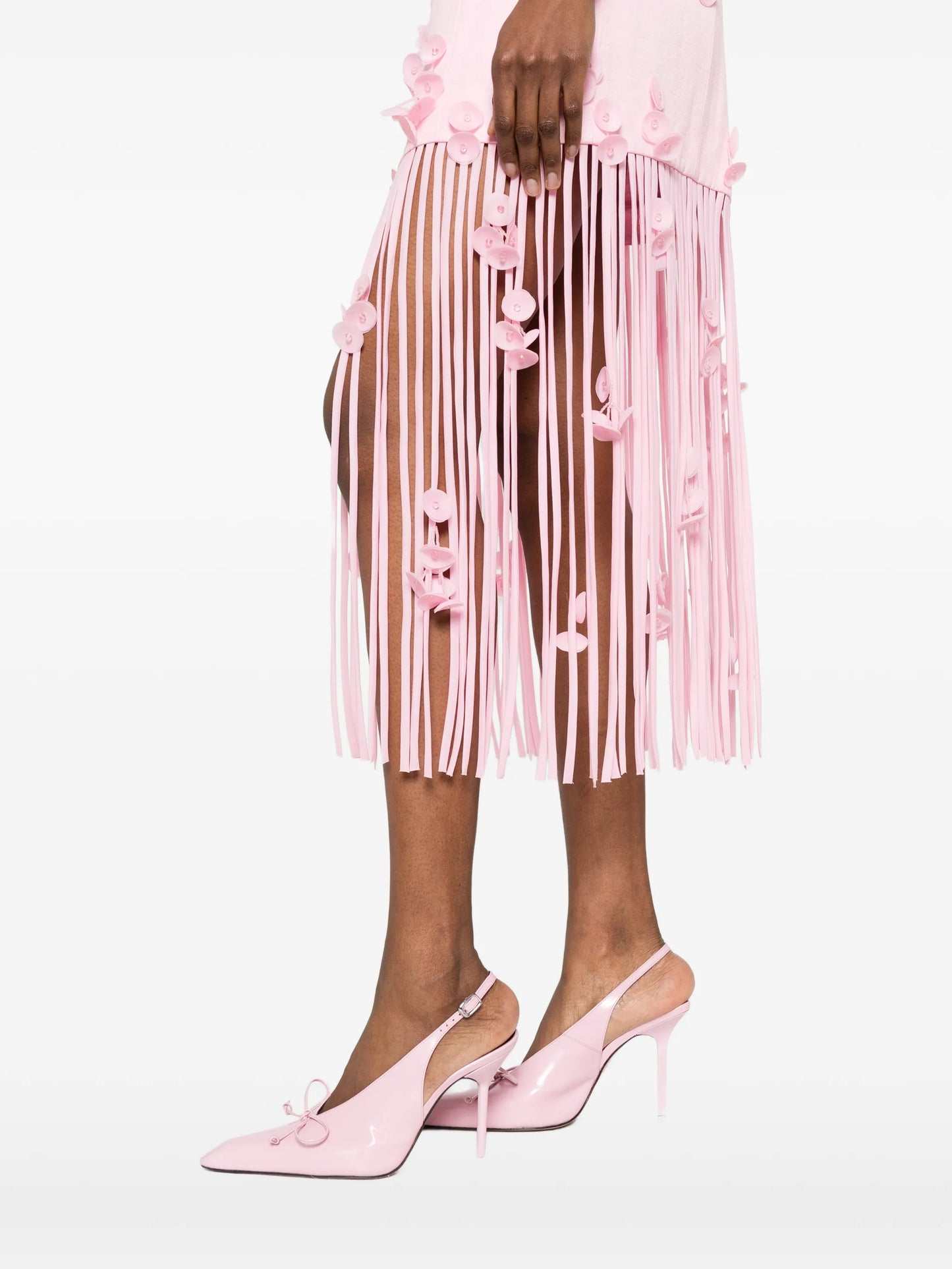 floral fringed midi dress