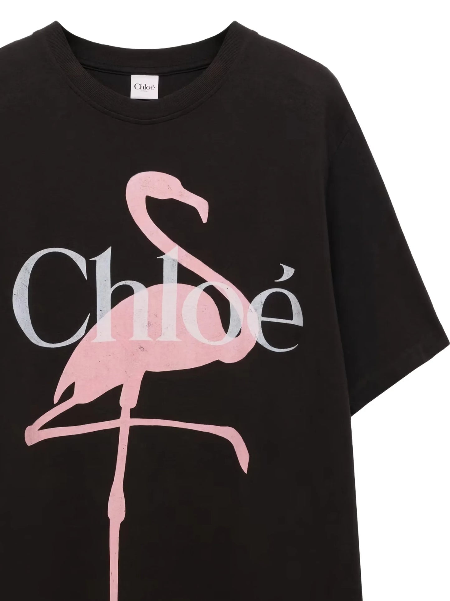 flamingo-print logo-print T-shirt