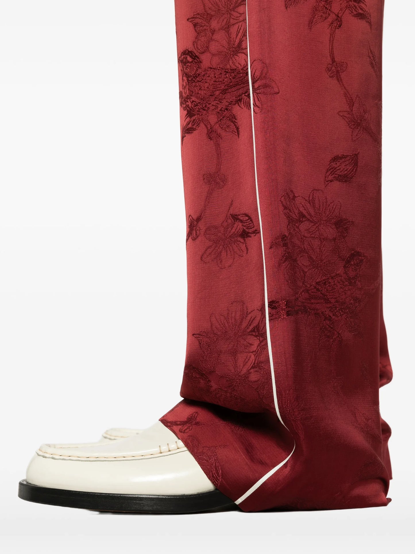 floral jacquard trousers