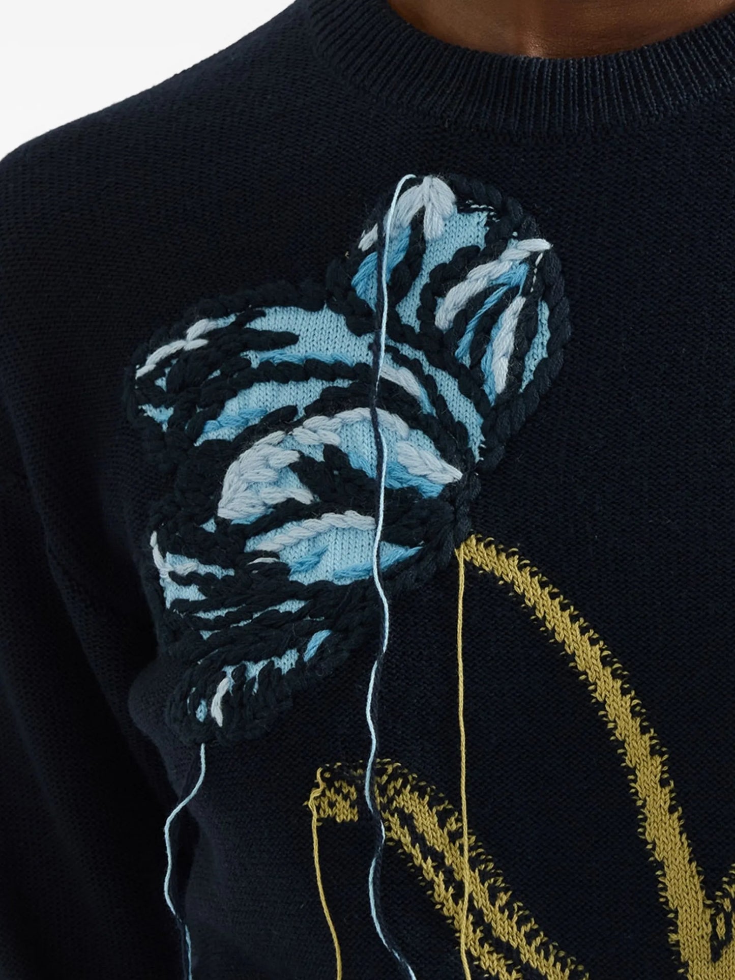 floral-motif crew-neck sweater