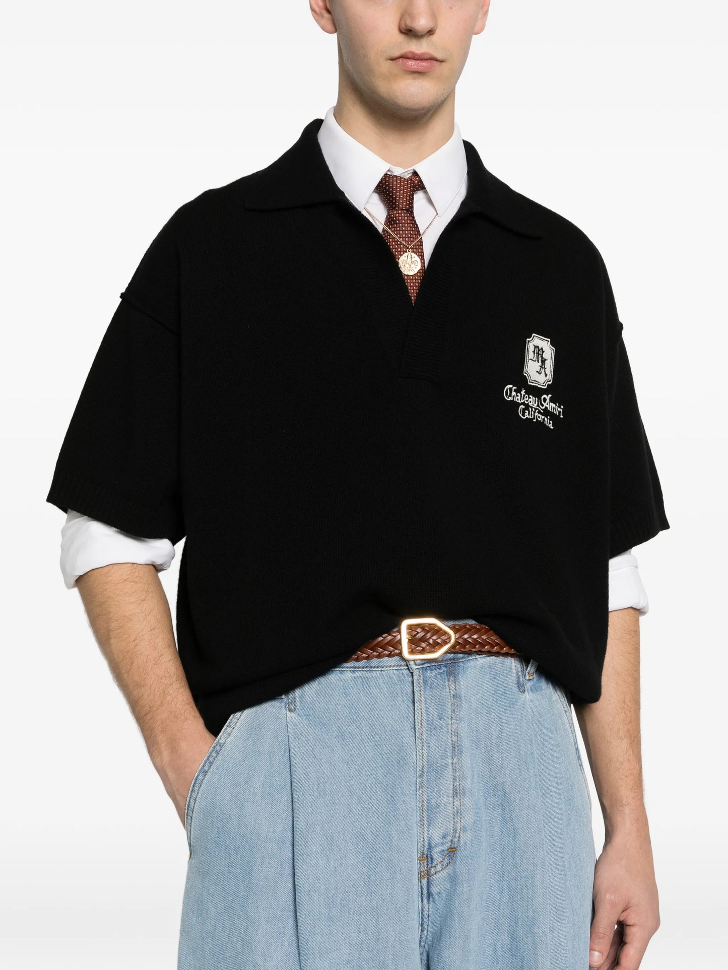 logo-embroidery polo shirt