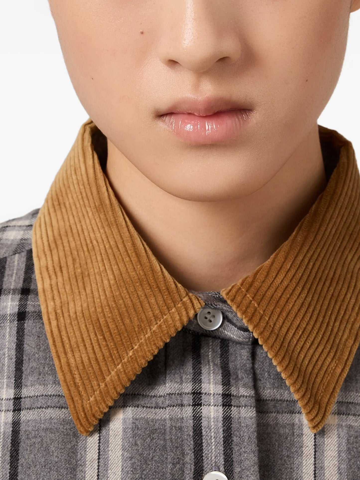 corduroy-collar flannel shirt