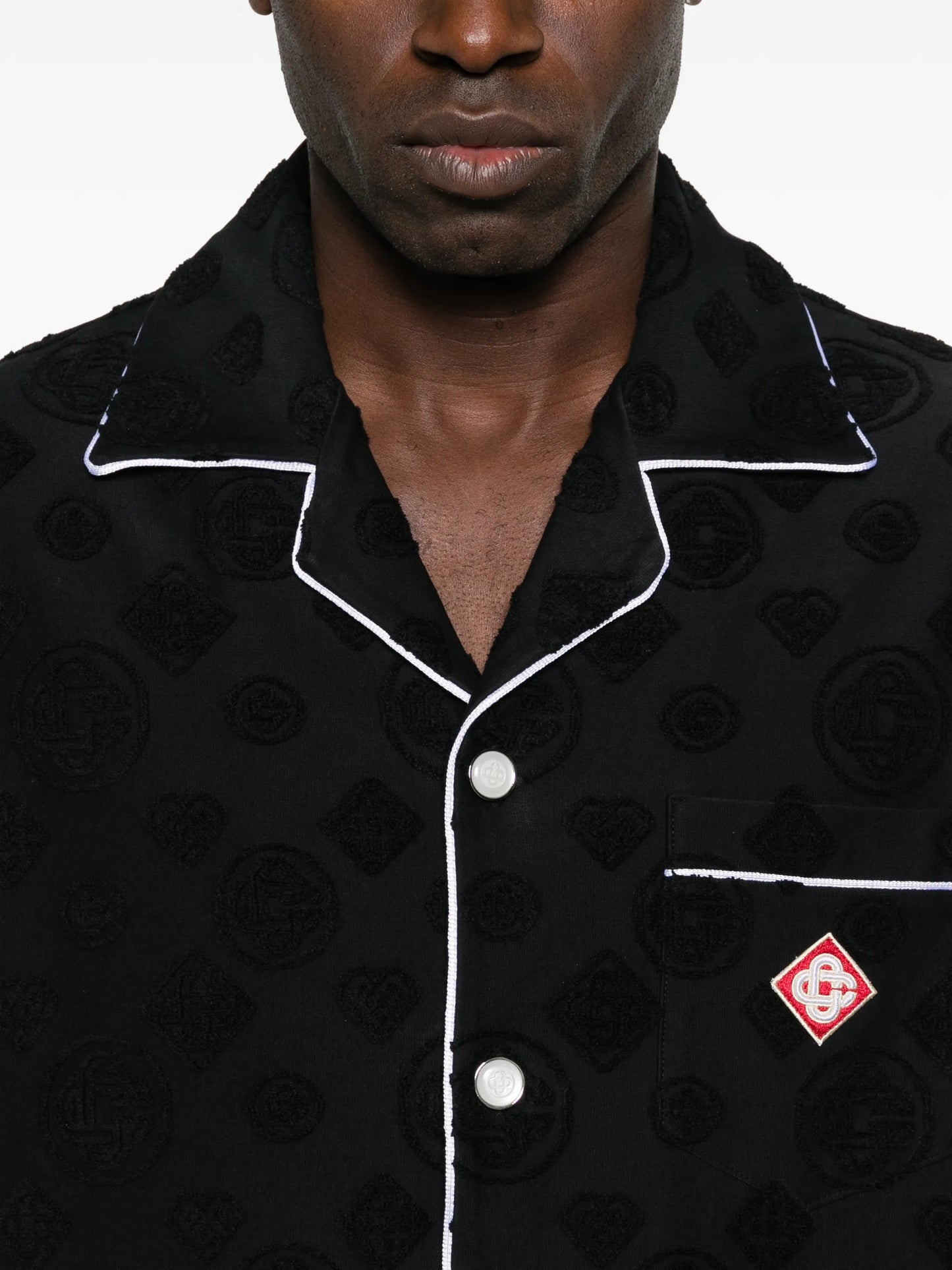 towlling patterned piped shirt