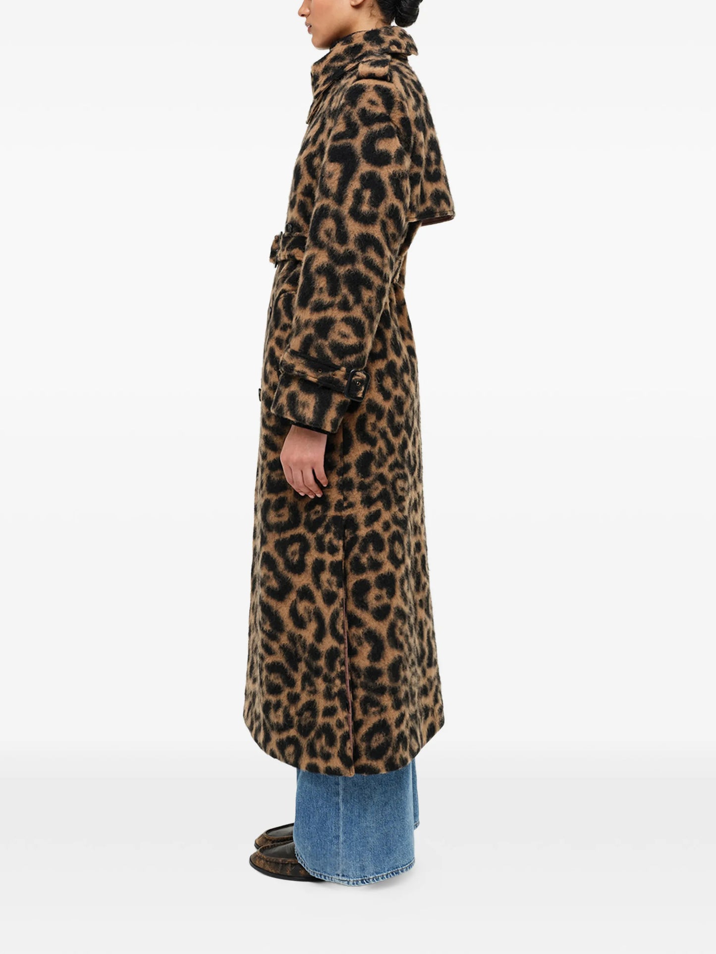Rumi belted leopard coat