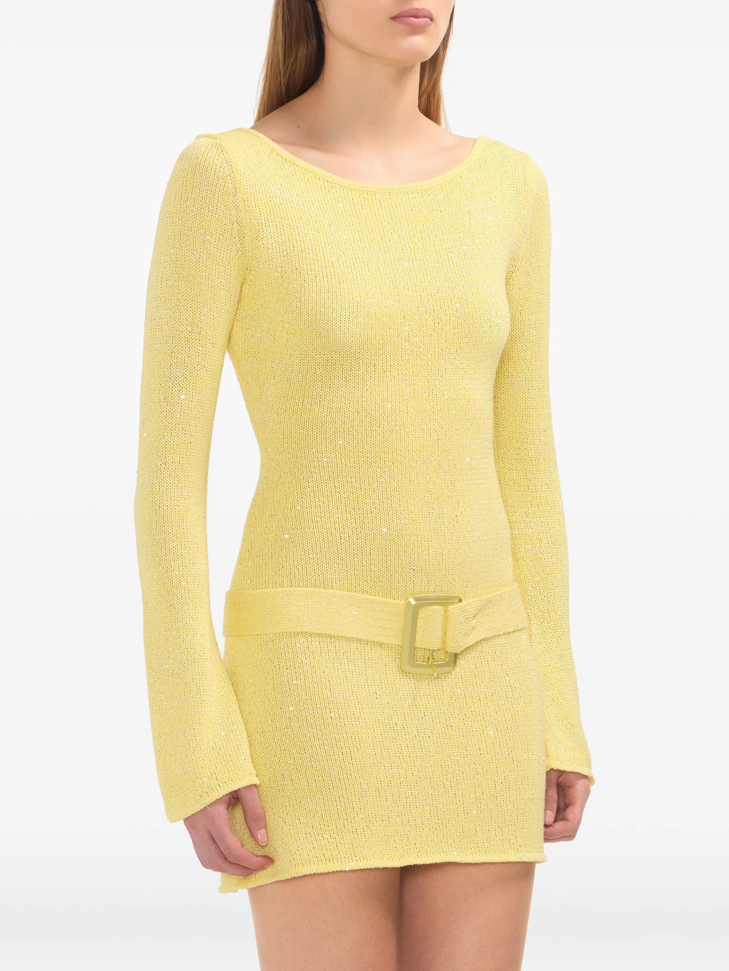 Maya belted-waist mini dress