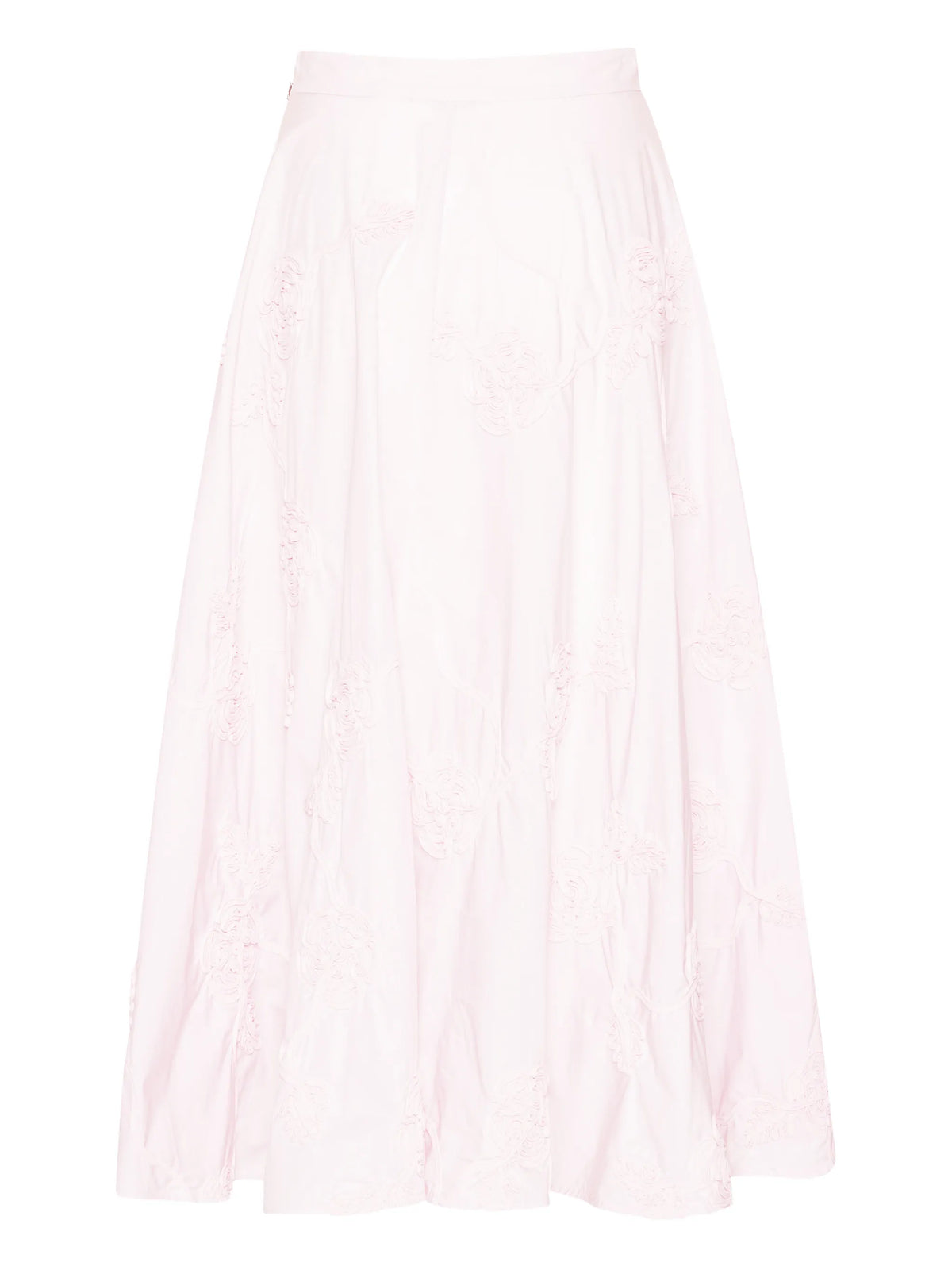 floral-embroidered midi skirt