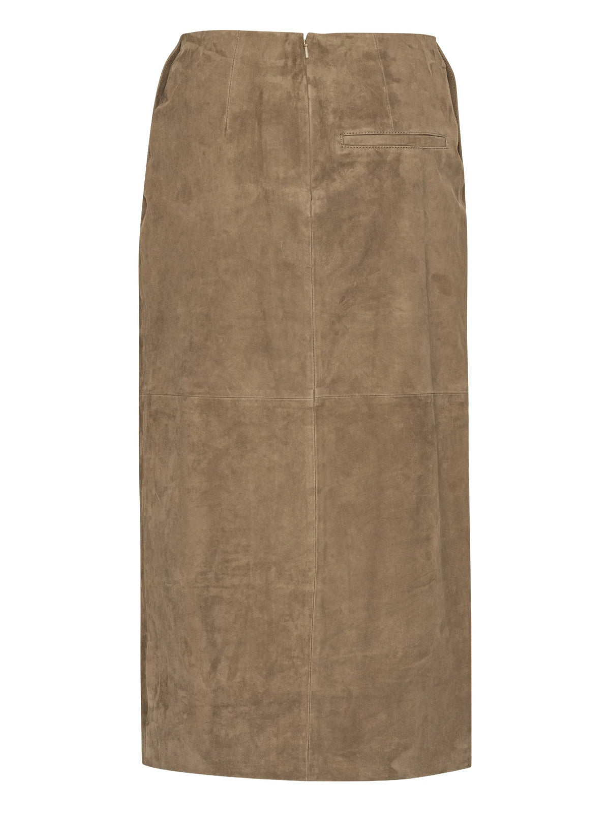 suede midi pencil skirt in brown