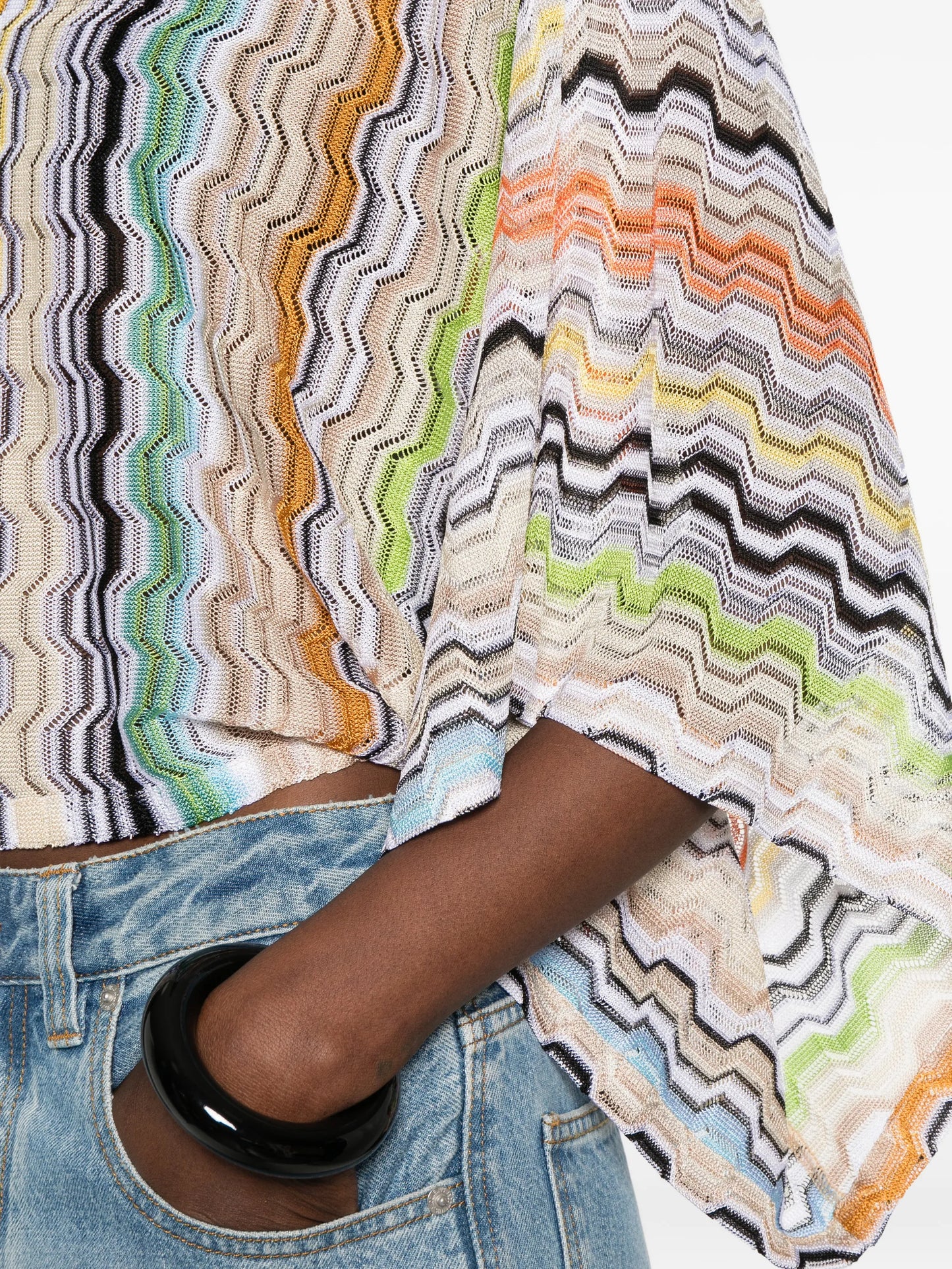 chevron-knit long-sleeve top
