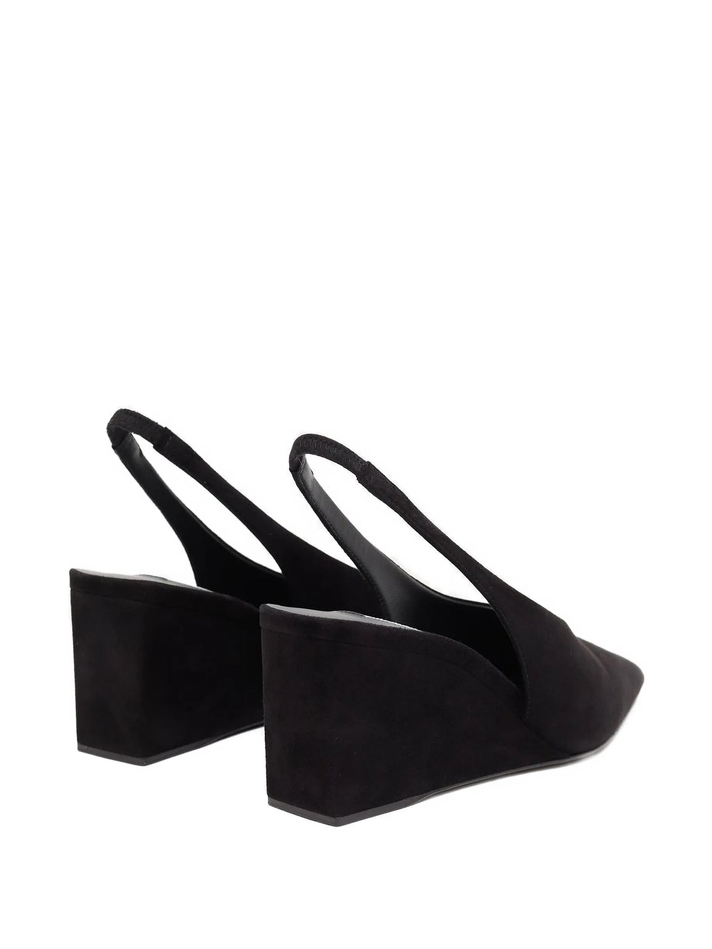 Cube pointy wedge slingback heeled pumps