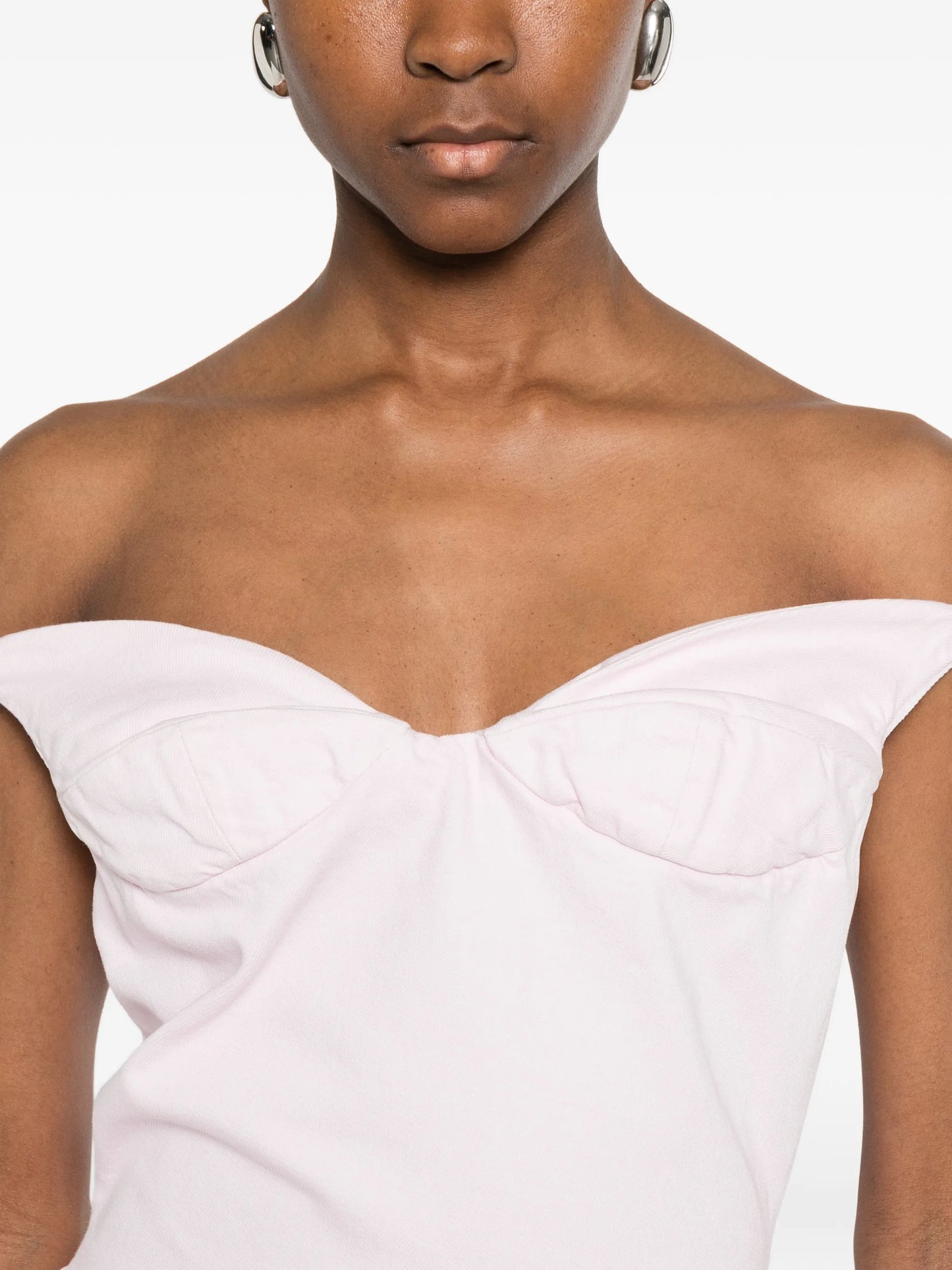 off-shoulder ruched mini dress