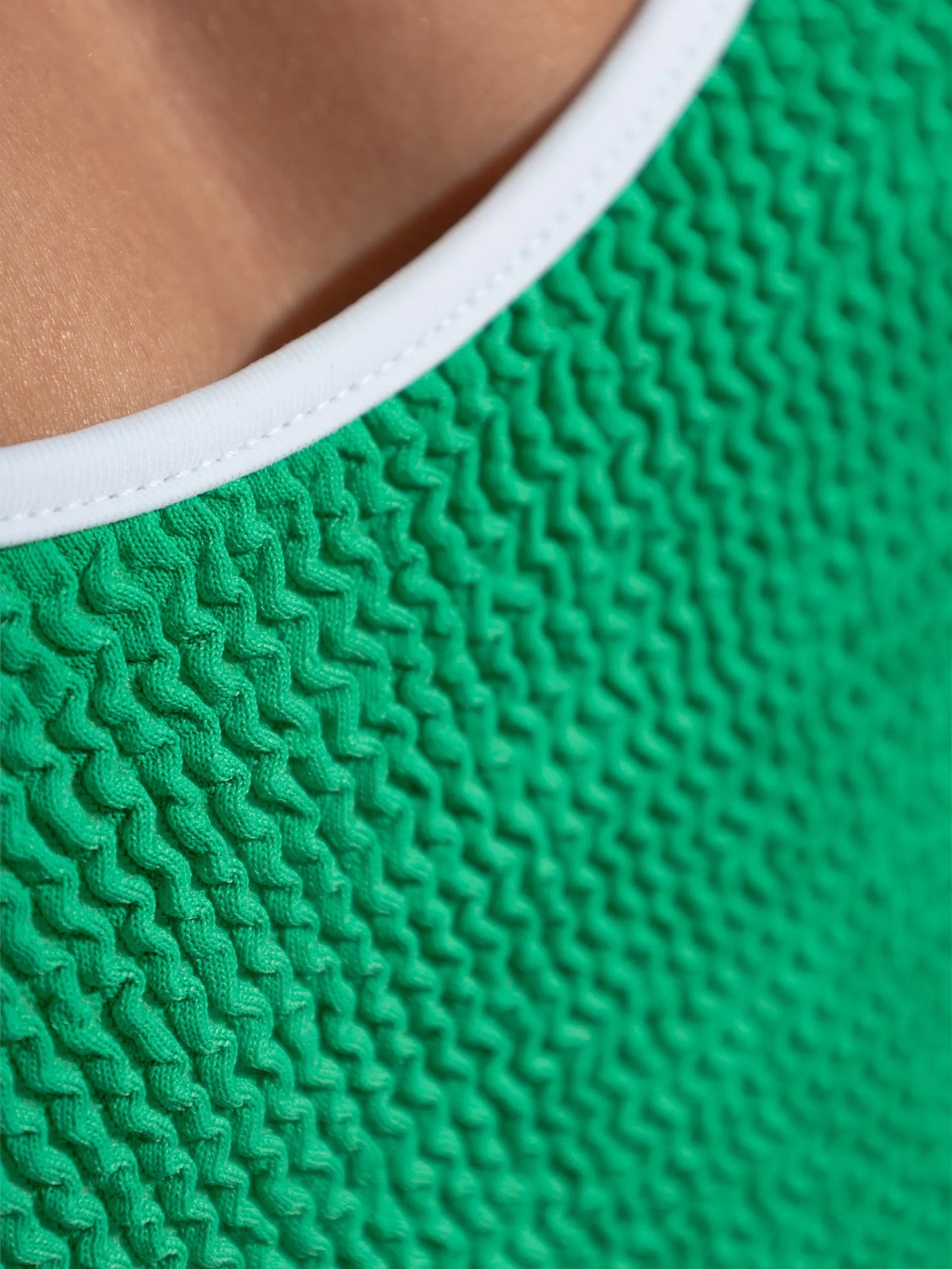 Faye crinkle contrast-trim swimsuit