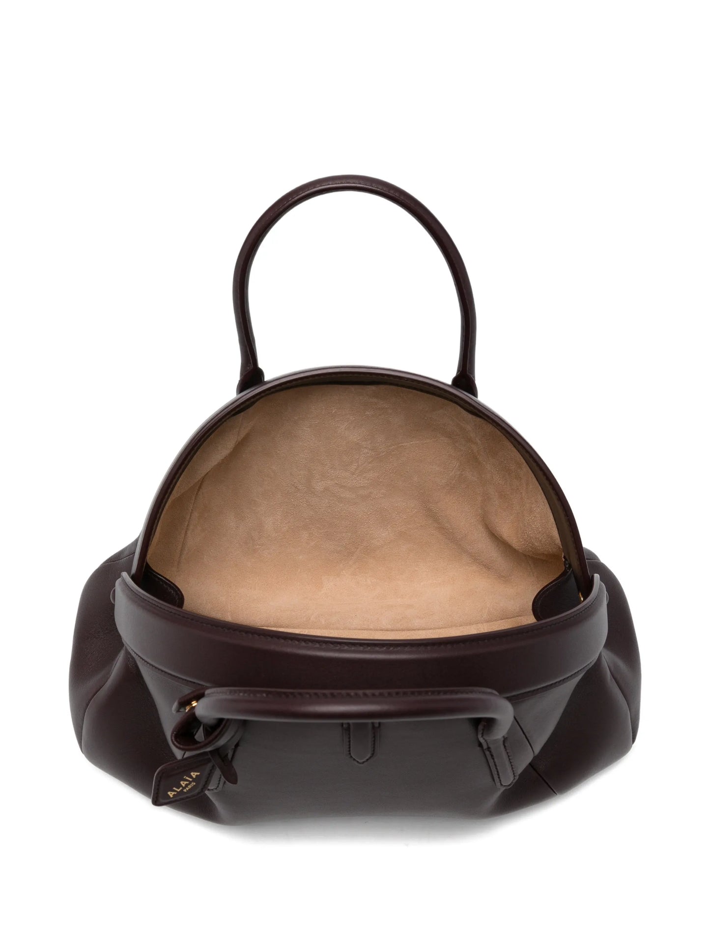 dome-shaped leather tote bag