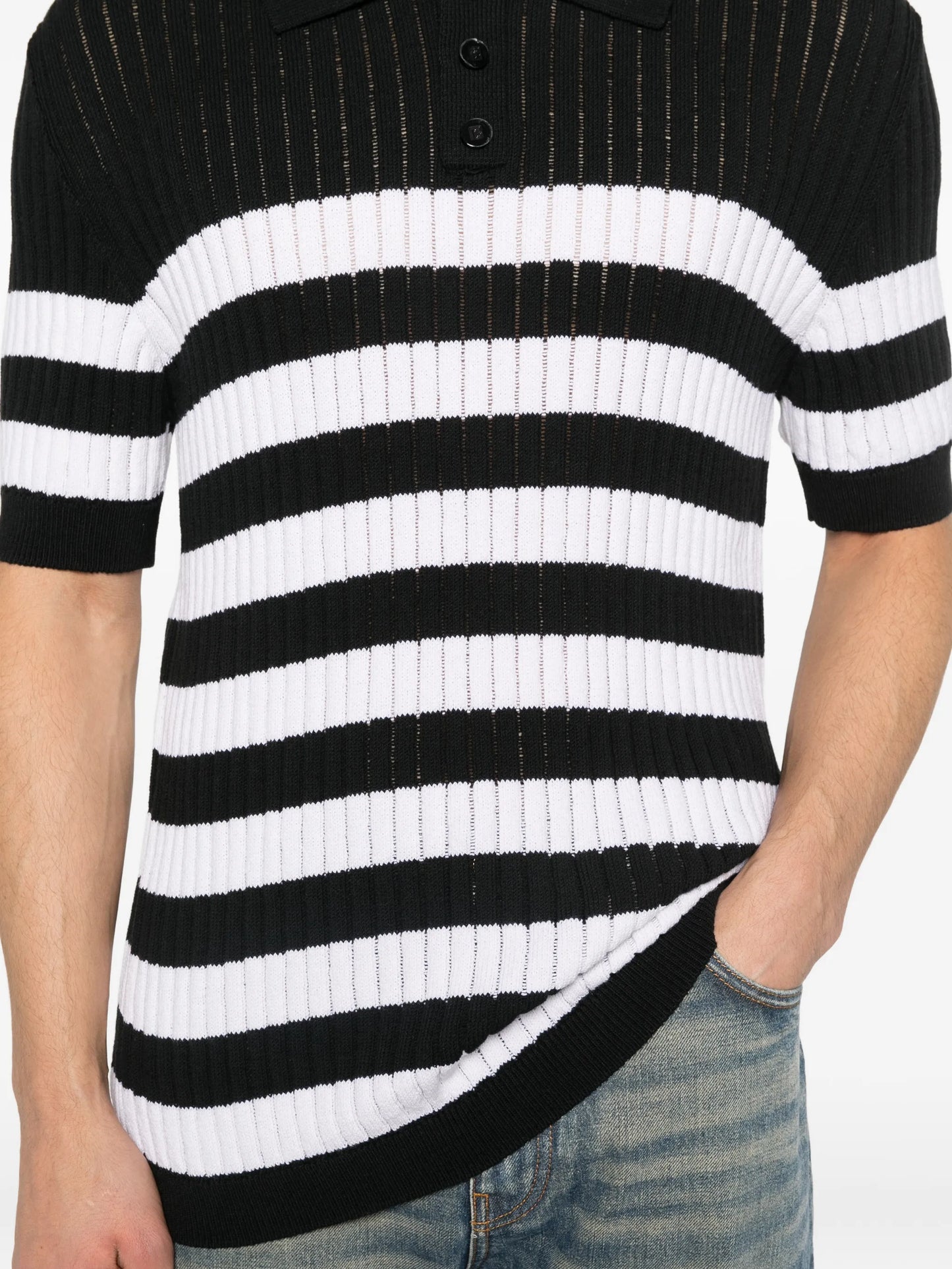 striped-pattern polo shirt