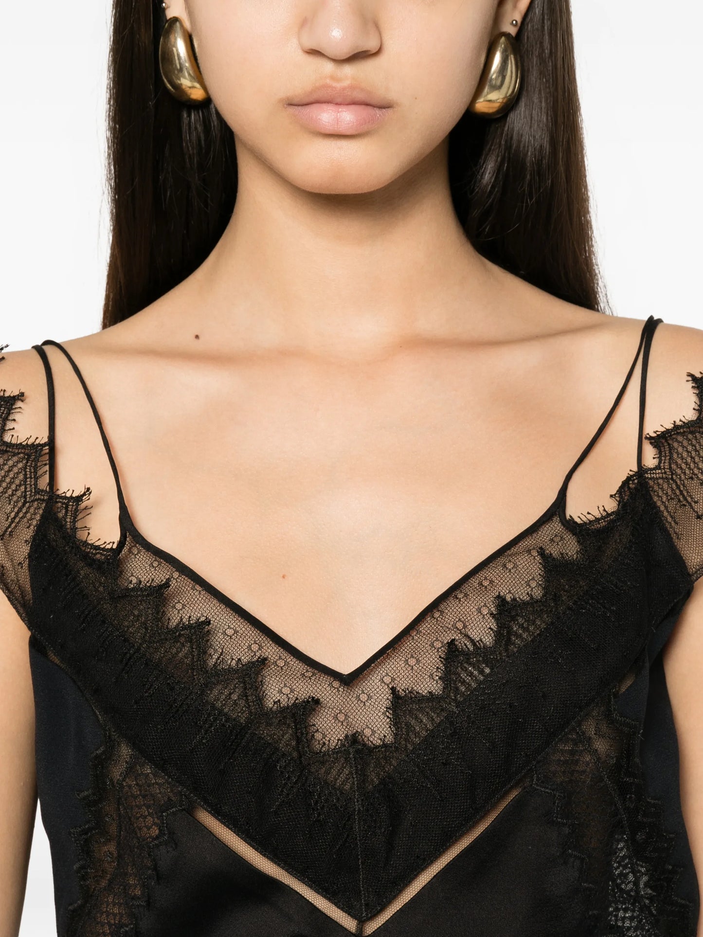 lace-trim satin top