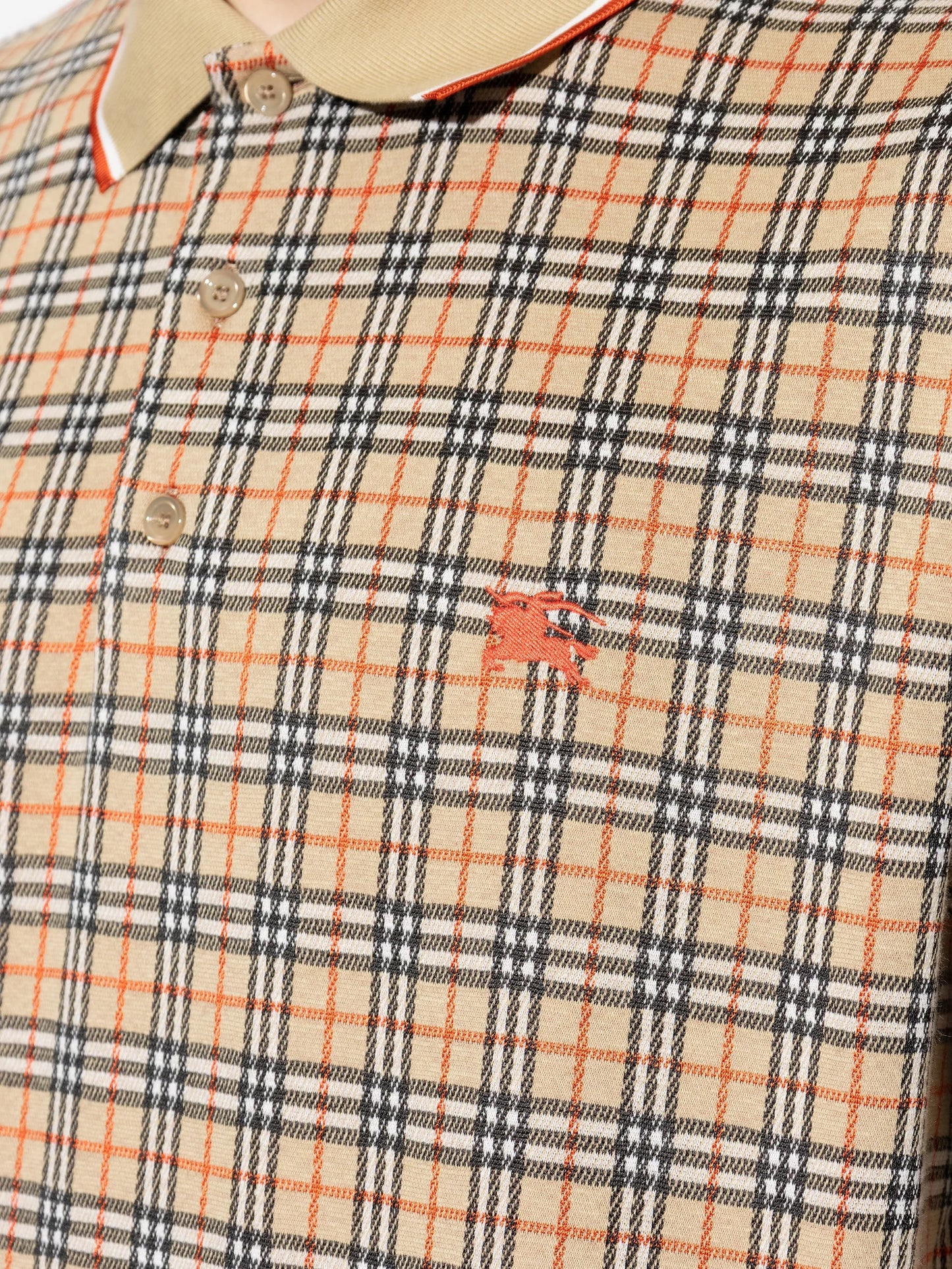 check-pattern logo-detail polo shirt