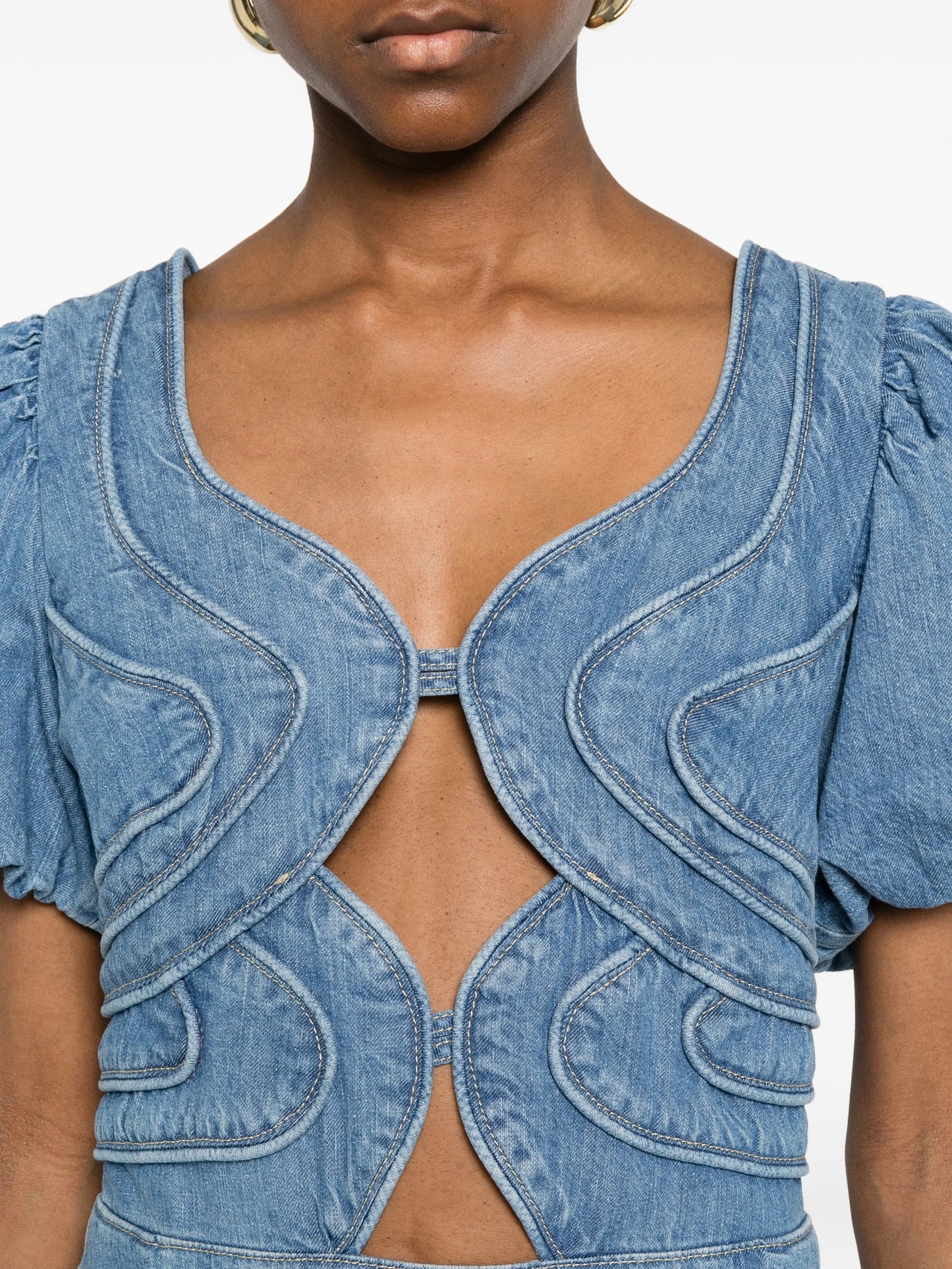 seam-embellishment mini dress