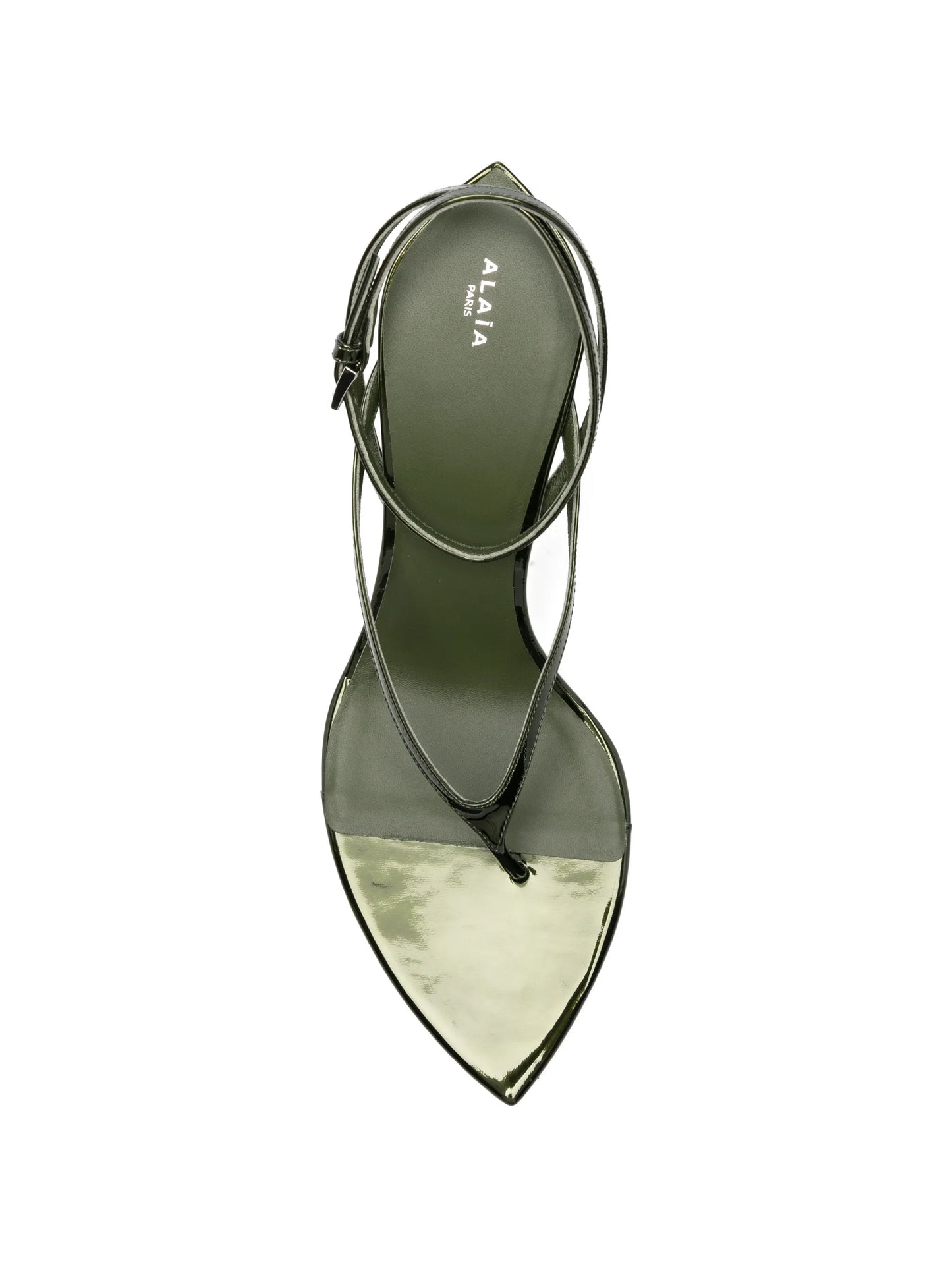 invisible thong sandals in mirror calfskin