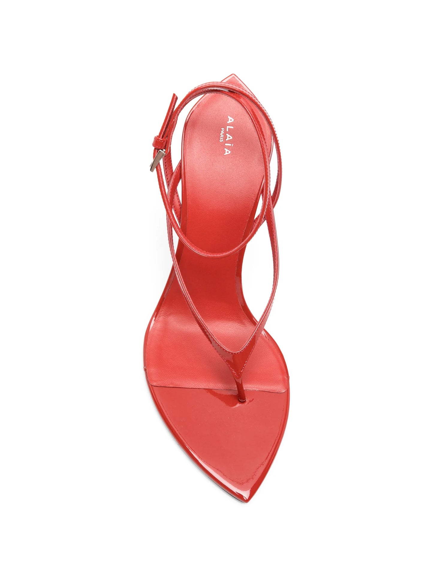 invisible thong sandals in patent calfskin