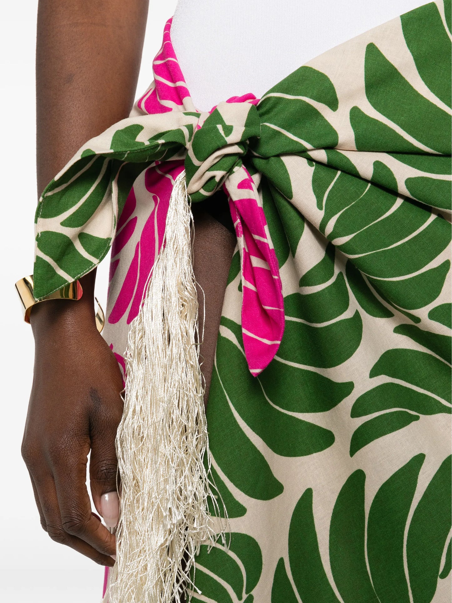 fringe floral-print skirt