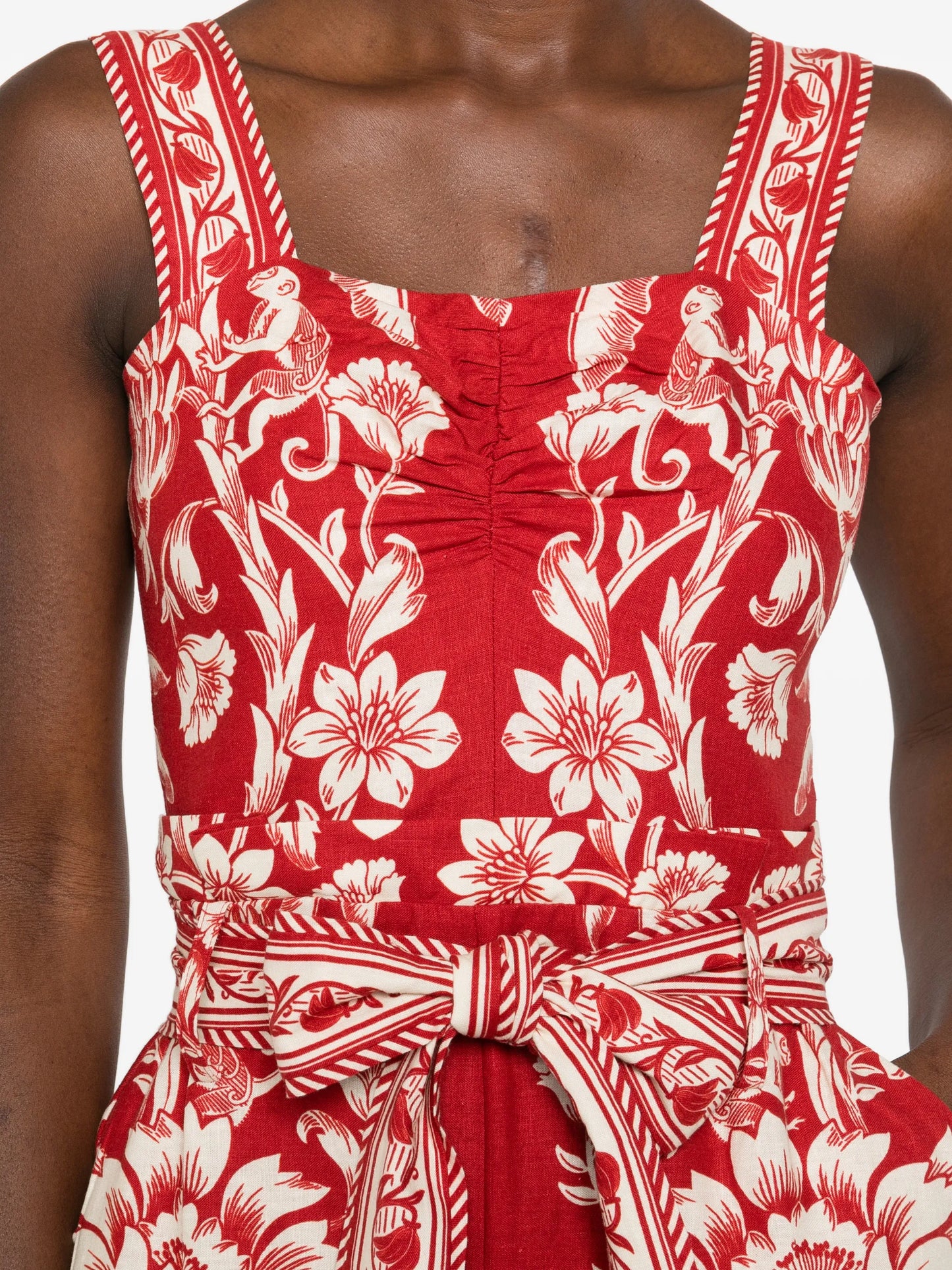 Red Guanacaste belted playsuit