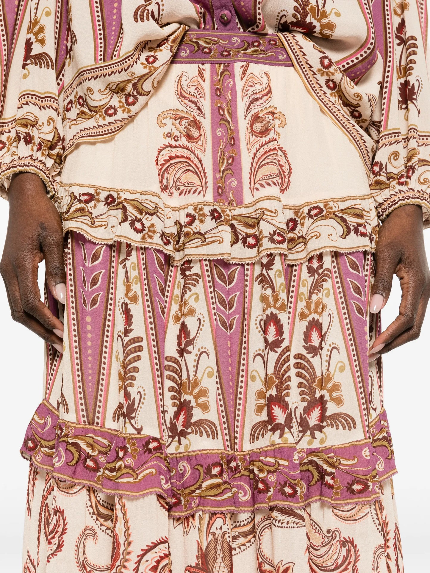 paisley tiered maxi skirt