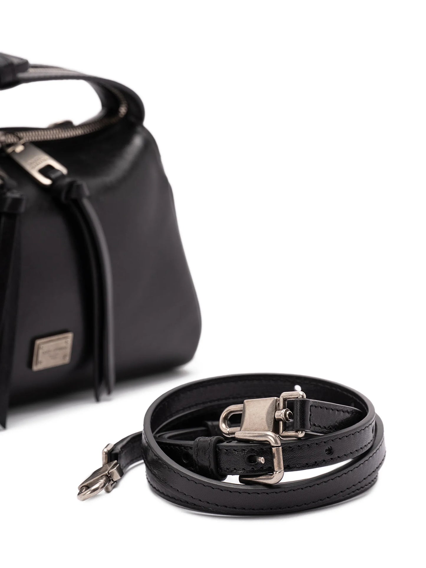 zip-fastening leather tote bag